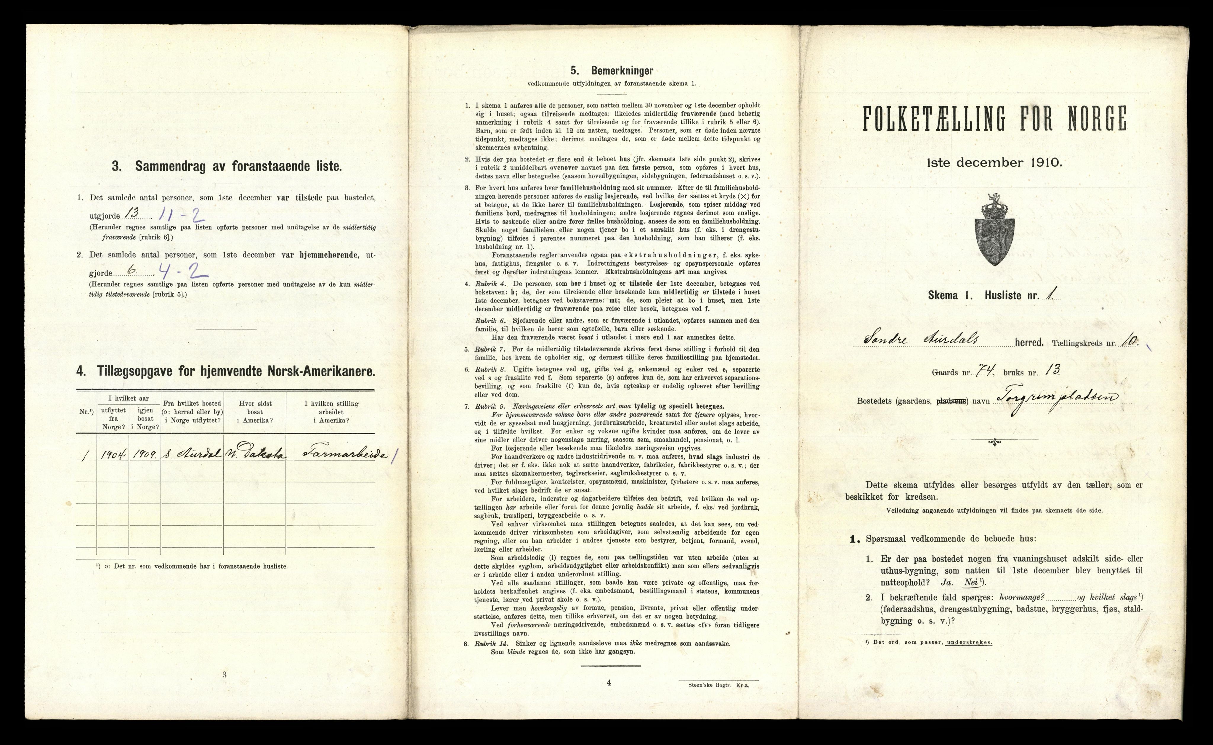 RA, 1910 census for Sør-Aurdal, 1910, p. 1021