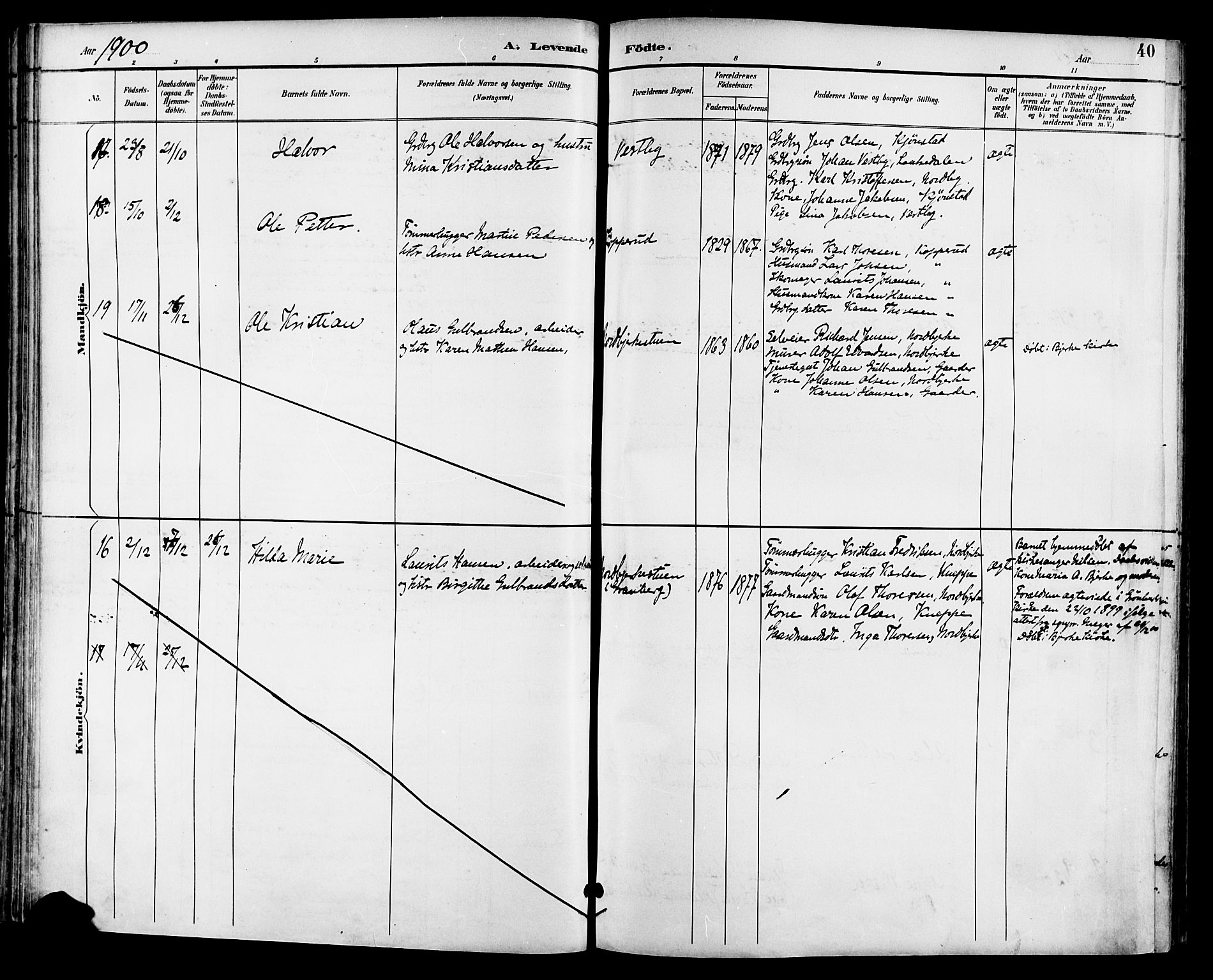 Nannestad prestekontor Kirkebøker, SAO/A-10414a/F/Fa/L0015: Parish register (official) no. I 15, 1891-1905, p. 40