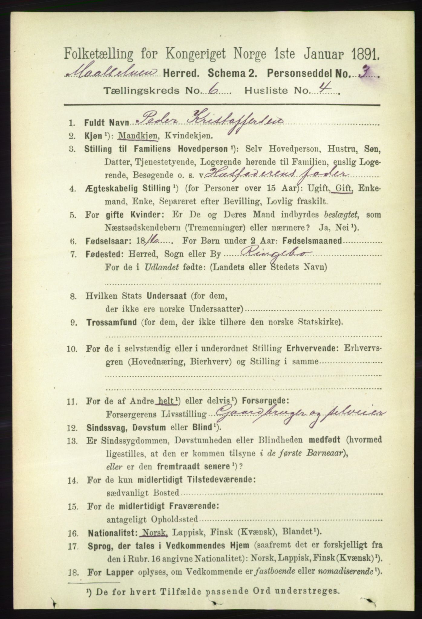 RA, 1891 census for 1924 Målselv, 1891, p. 2062