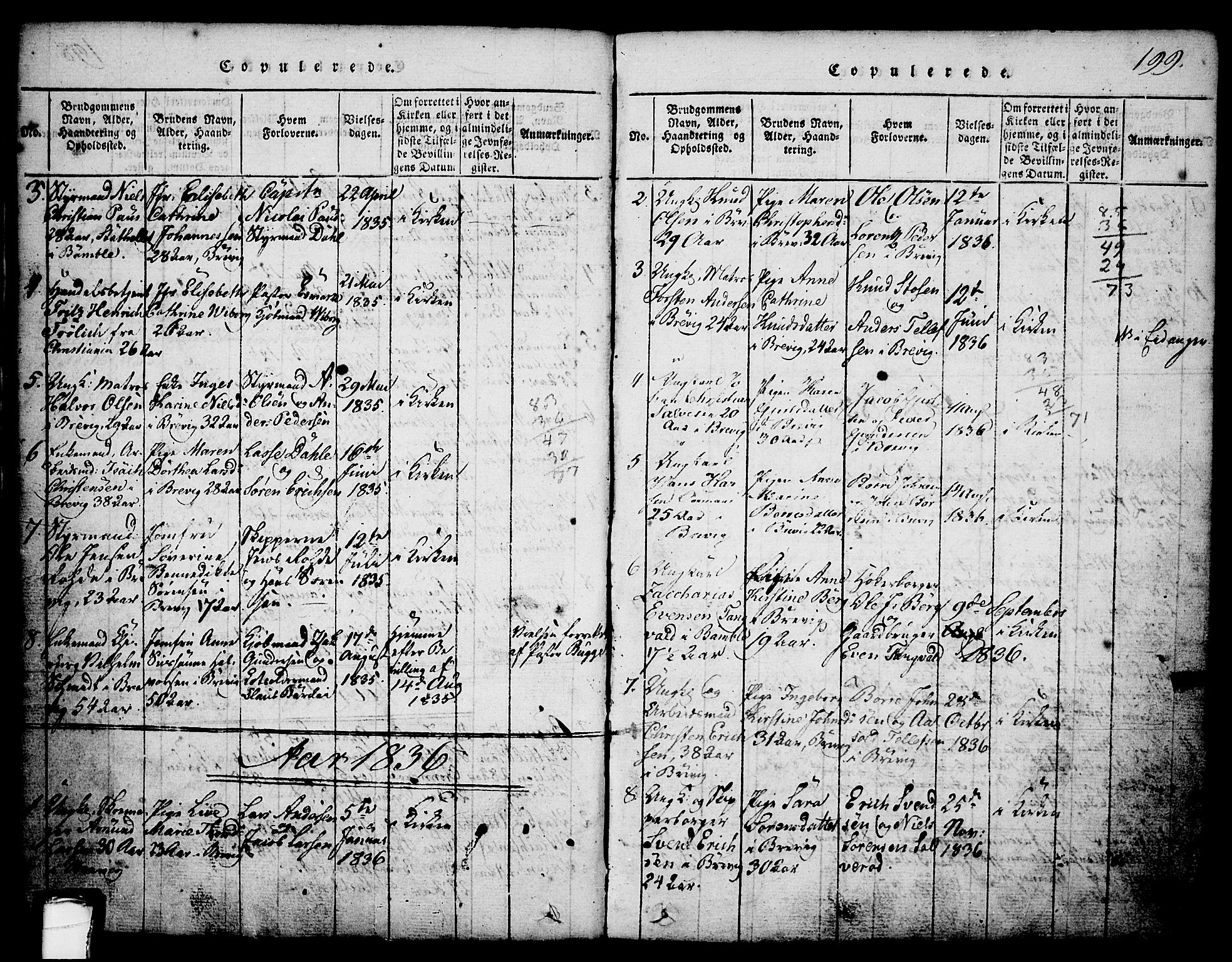 Brevik kirkebøker, AV/SAKO-A-255/G/Ga/L0001: Parish register (copy) no. 1, 1814-1845, p. 199