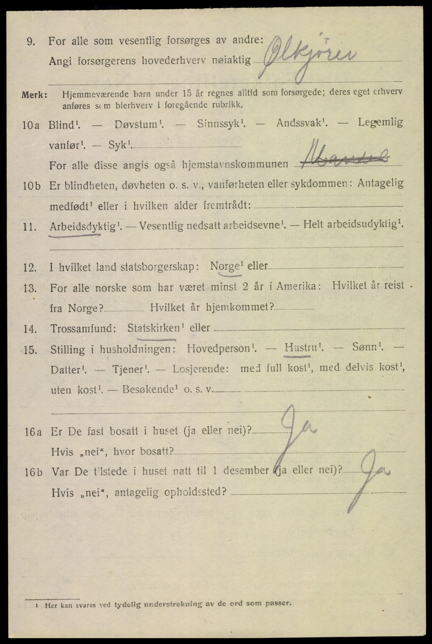 SAK, 1920 census for Mandal, 1920, p. 7266
