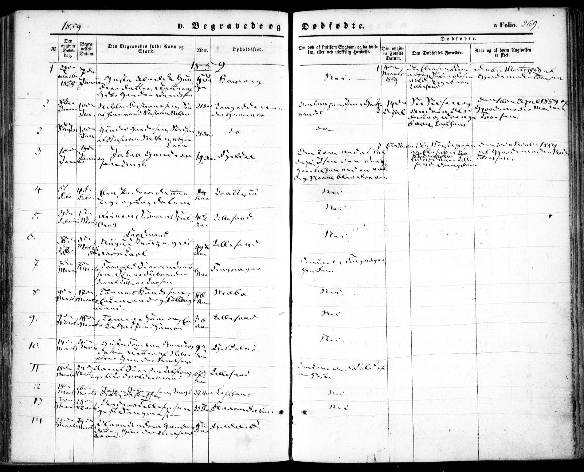 Vestre Moland sokneprestkontor, SAK/1111-0046/F/Fa/Fab/L0007: Parish register (official) no. A 7, 1859-1872, p. 269