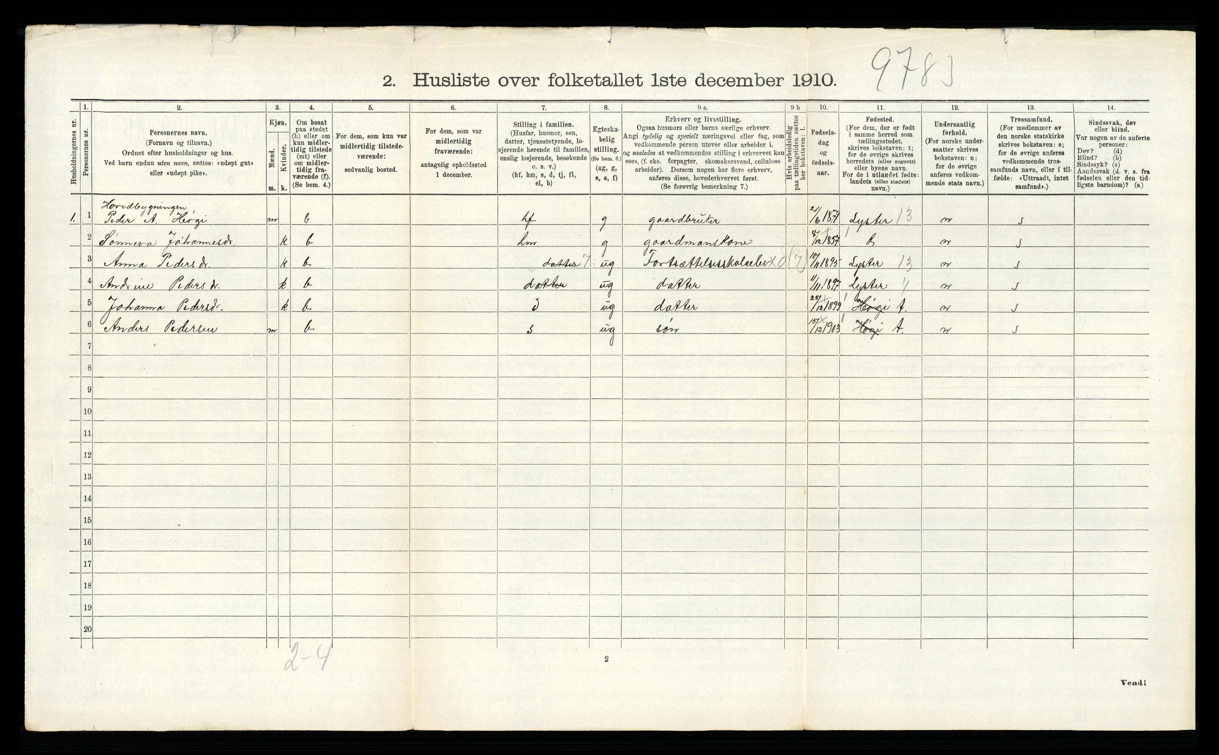 RA, 1910 census for Hafslo, 1910, p. 1034