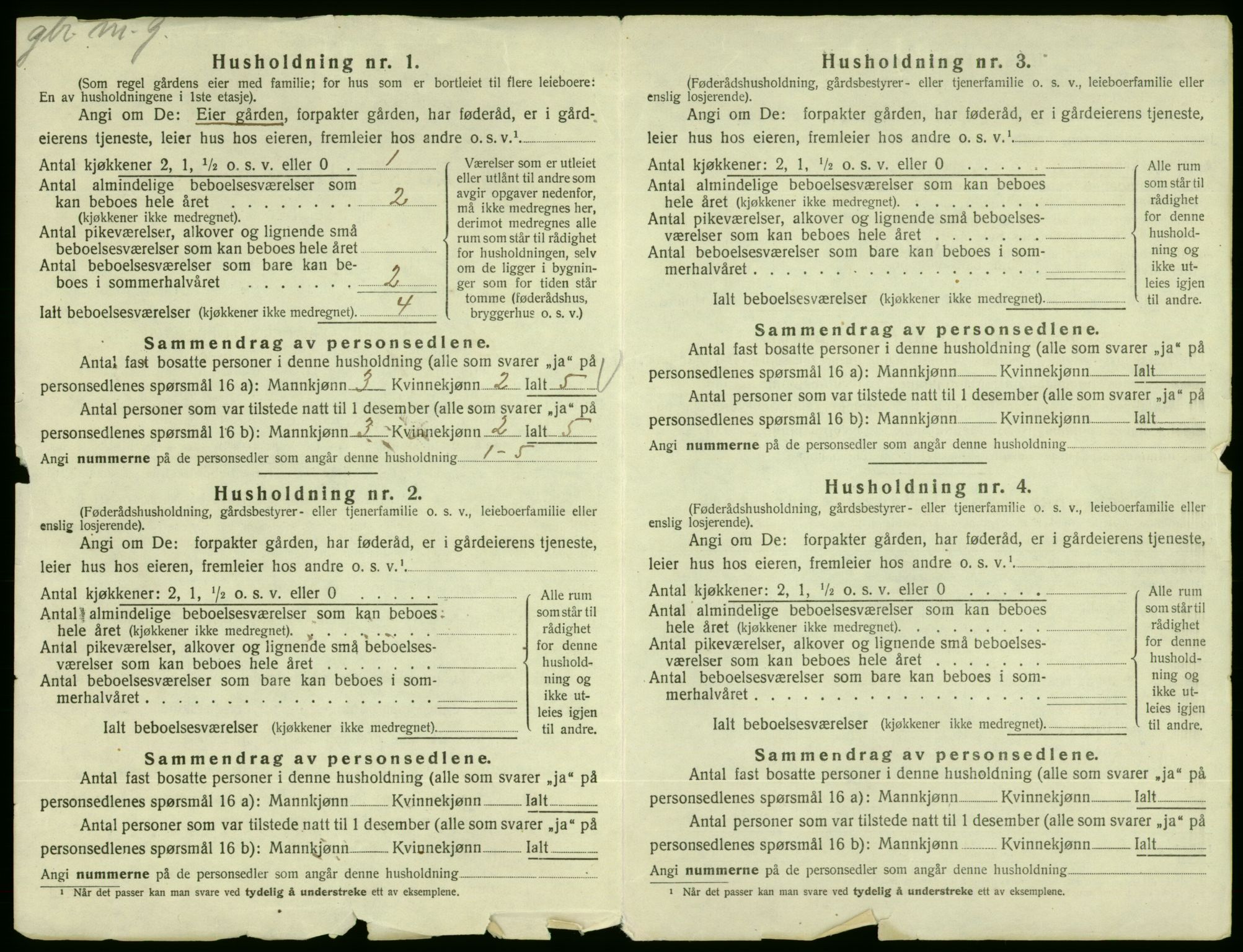 SAB, 1920 census for Fjelberg, 1920, p. 34