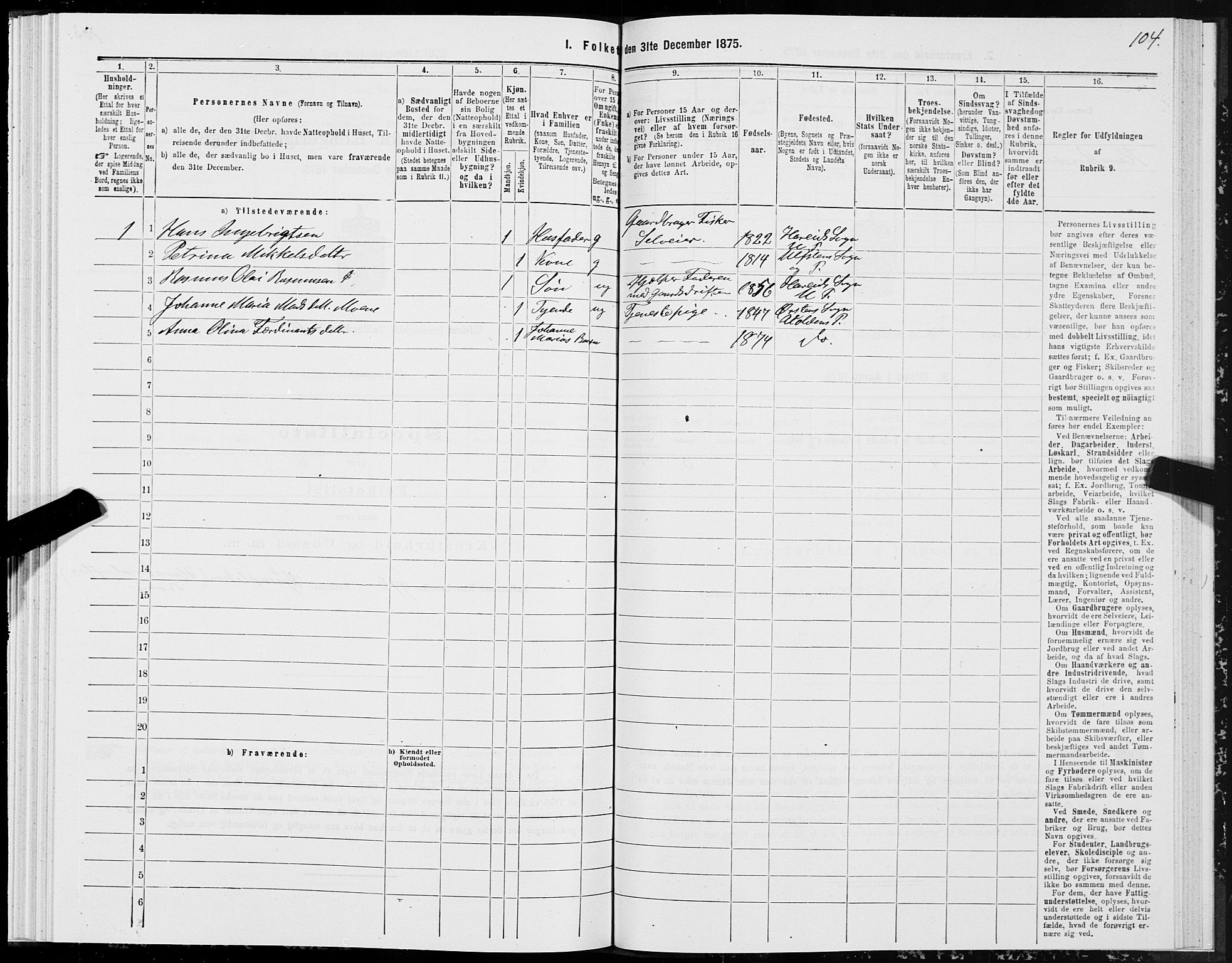 SAT, 1875 census for 1516P Ulstein, 1875, p. 4104