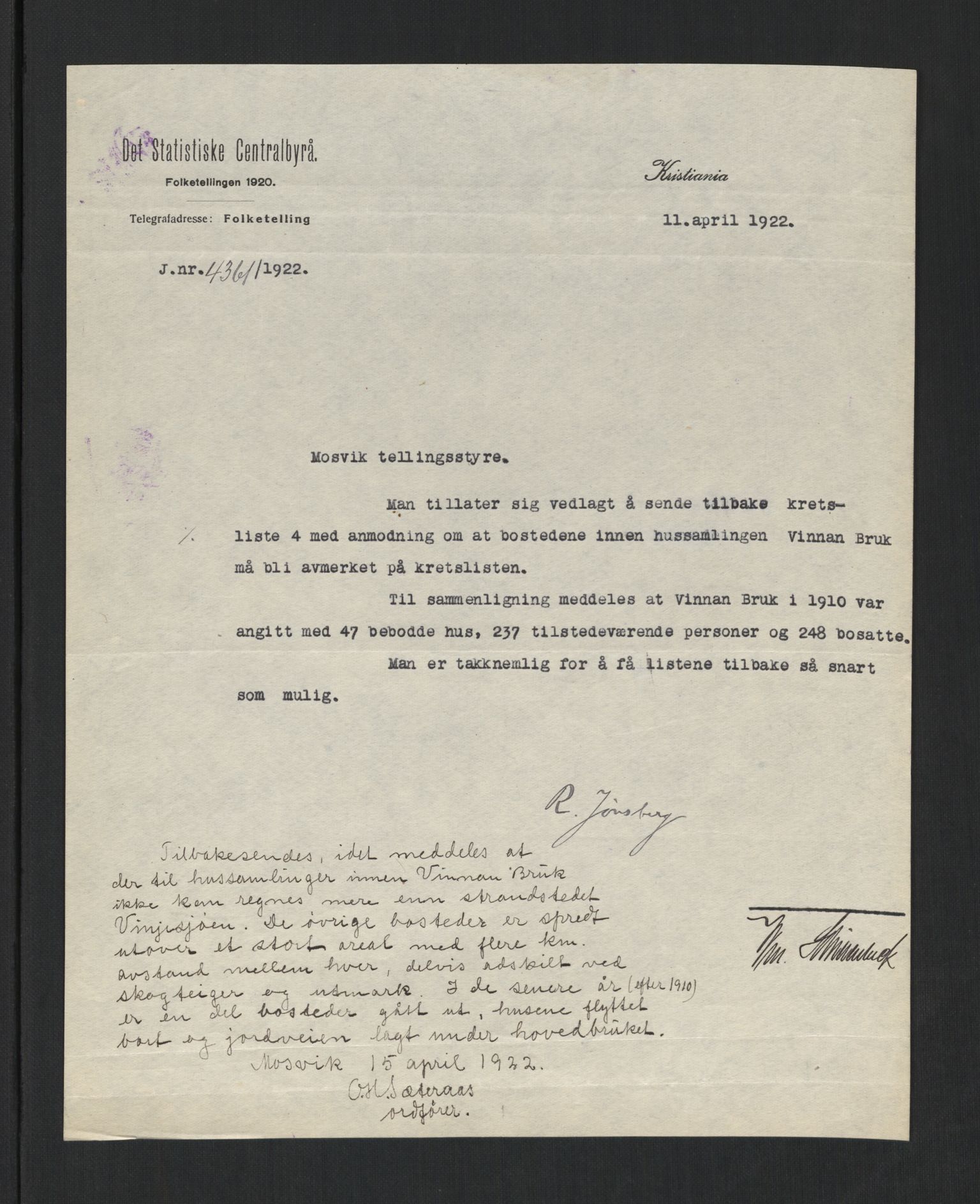 SAT, 1920 census for Mosvik, 1920, p. 8