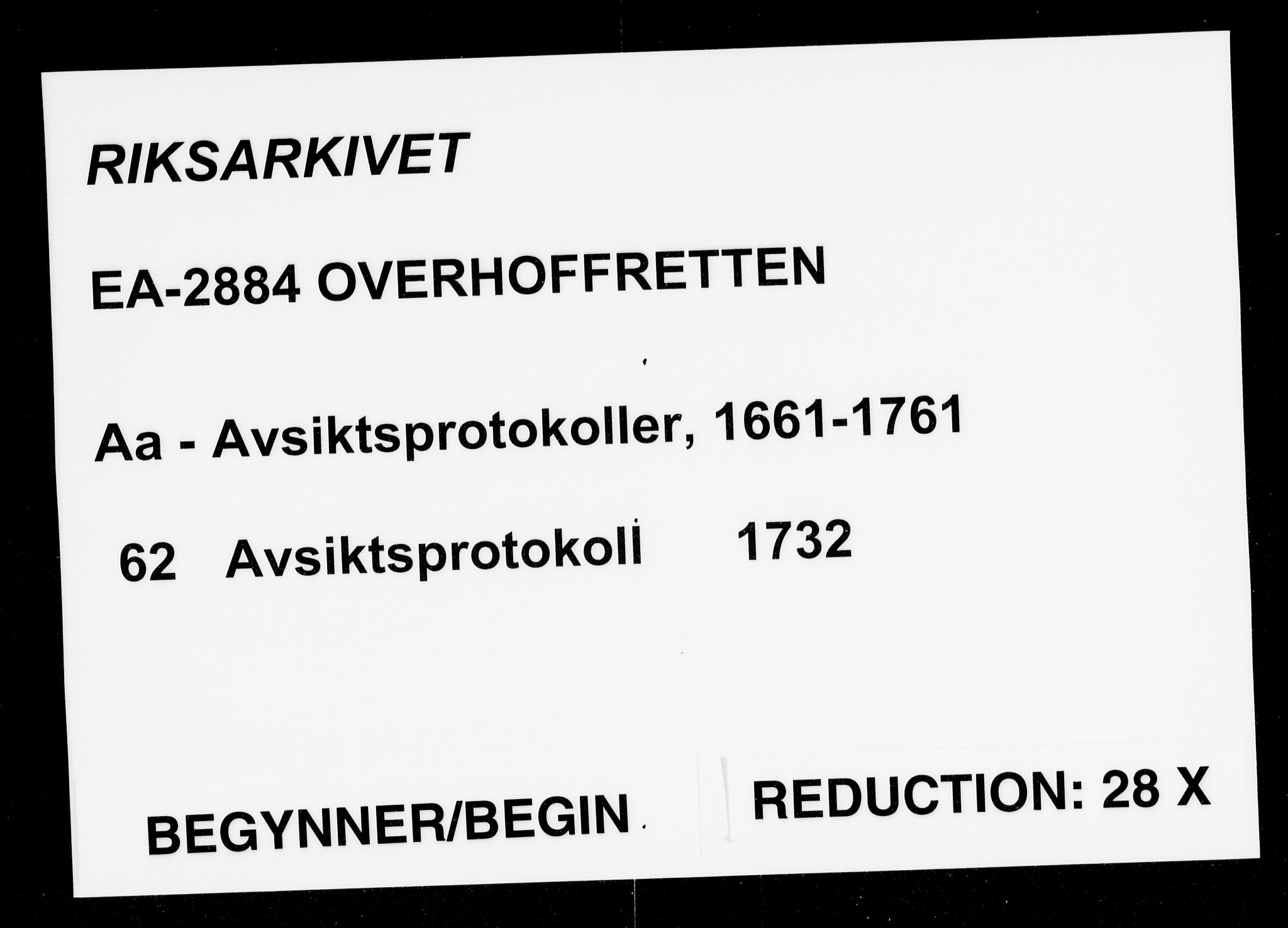 Overhoffretten 1667-1797, AV/RA-EA-2884/Aa/L0062: Avsiktsprotokoll, 1732