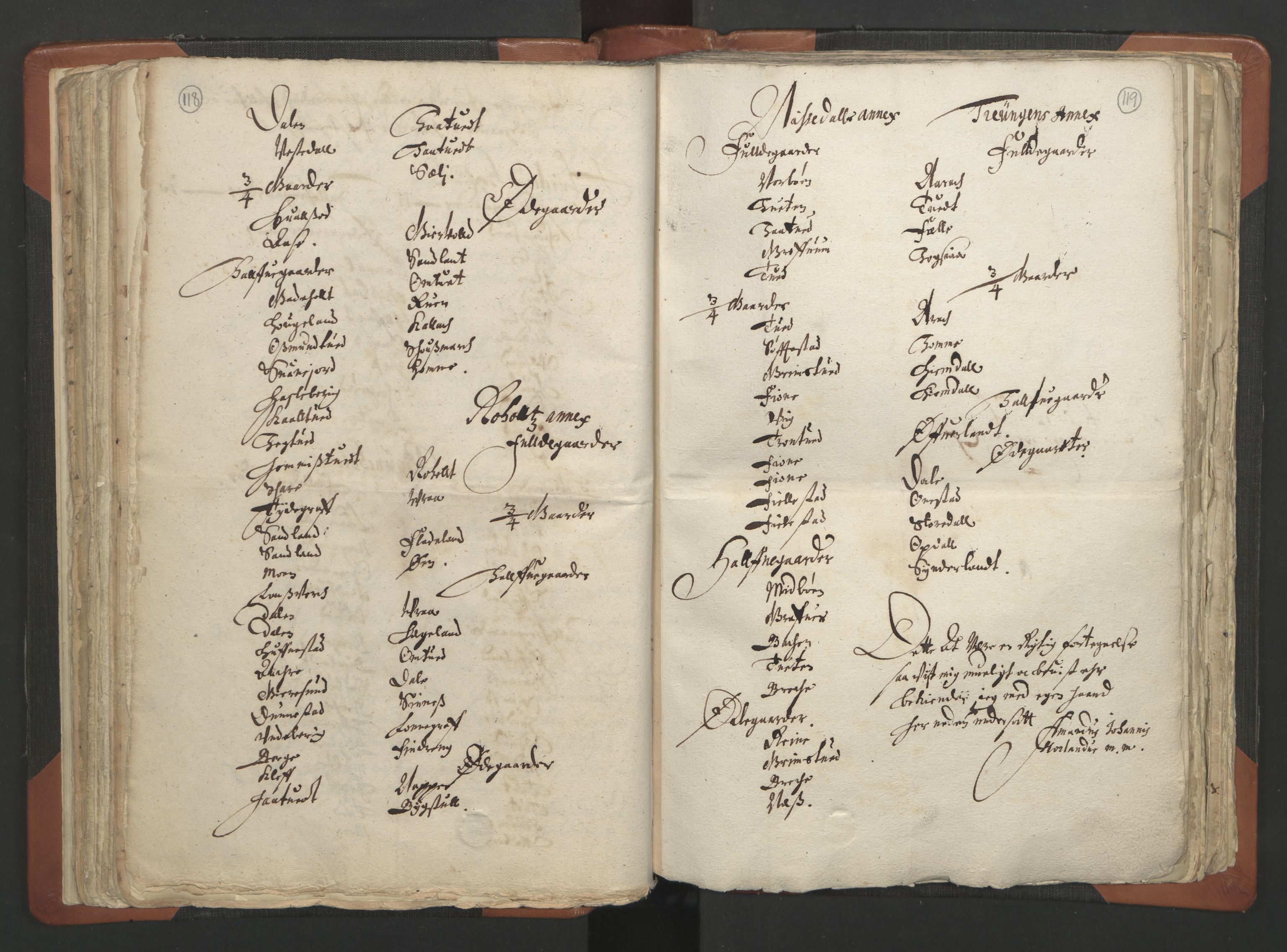 RA, Vicar's Census 1664-1666, no. 12: Øvre Telemark deanery, Nedre Telemark deanery and Bamble deanery, 1664-1666, p. 118-119