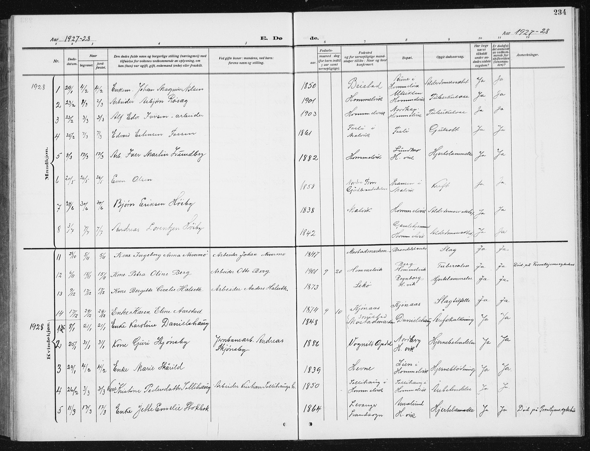 Ministerialprotokoller, klokkerbøker og fødselsregistre - Sør-Trøndelag, AV/SAT-A-1456/617/L0431: Parish register (copy) no. 617C02, 1910-1936, p. 234