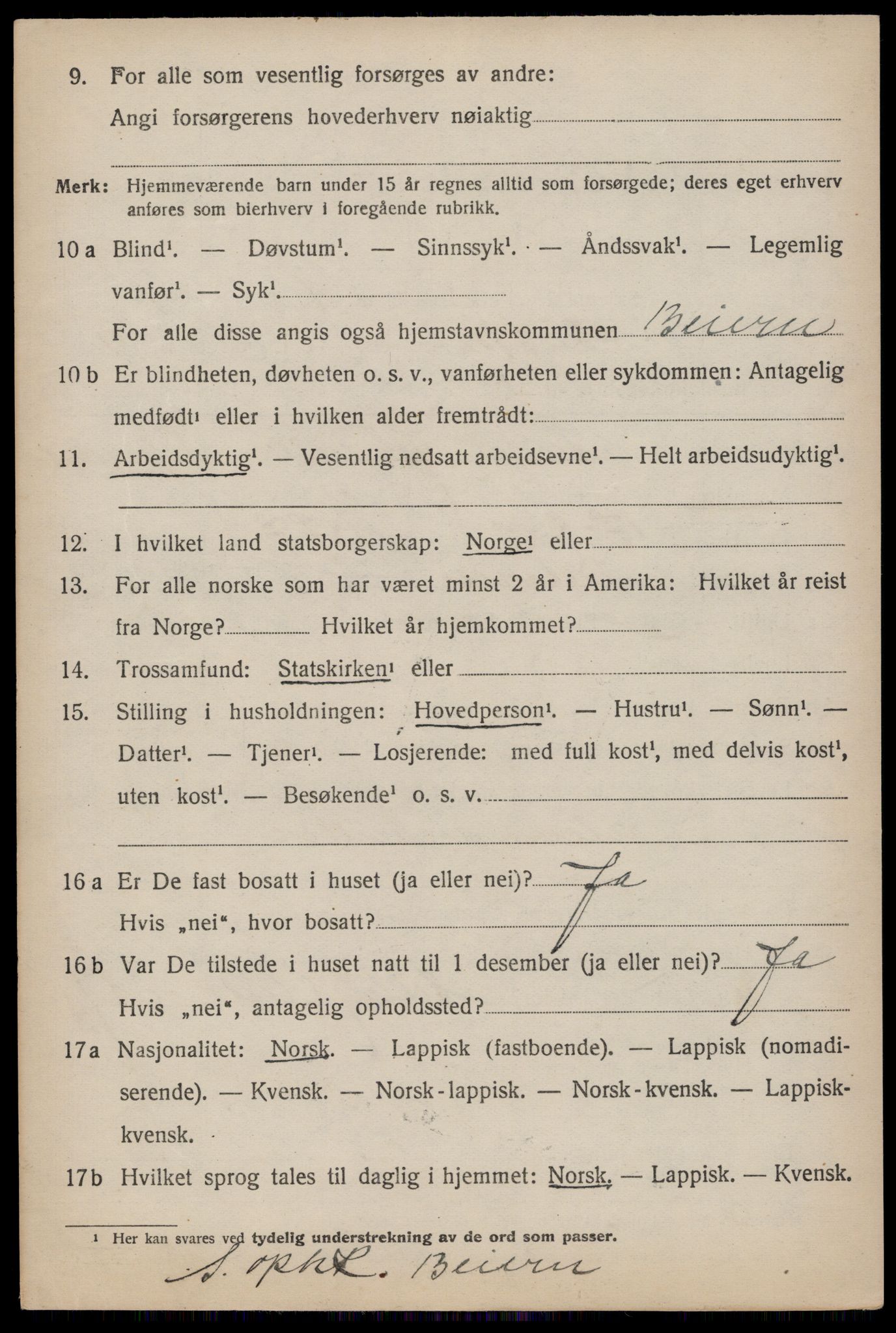 SAT, 1920 census for Fauske, 1920, p. 7585