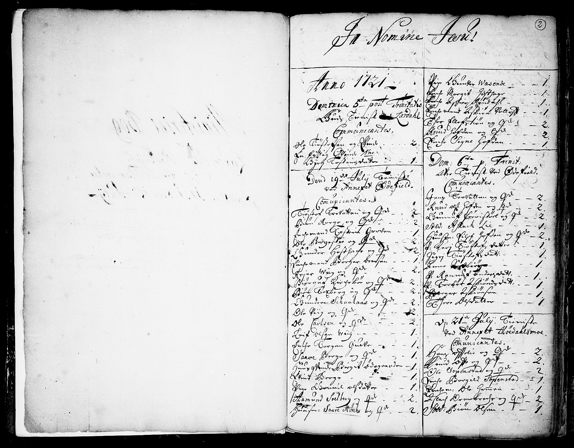 Lårdal kirkebøker, SAKO/A-284/F/Fa/L0001: Parish register (official) no. I 1, 1721-1734, p. 2