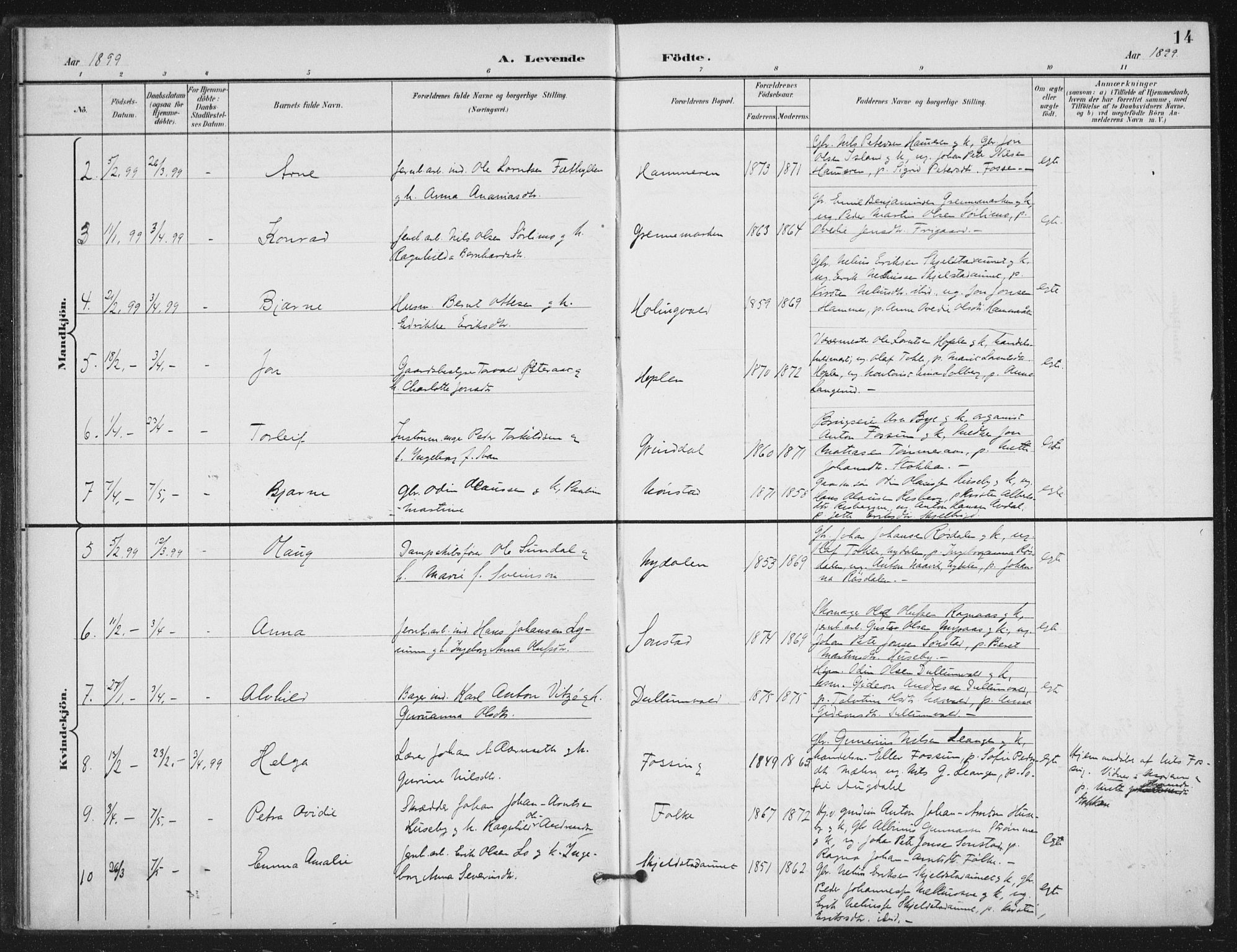 Ministerialprotokoller, klokkerbøker og fødselsregistre - Nord-Trøndelag, SAT/A-1458/714/L0131: Parish register (official) no. 714A02, 1896-1918, p. 14