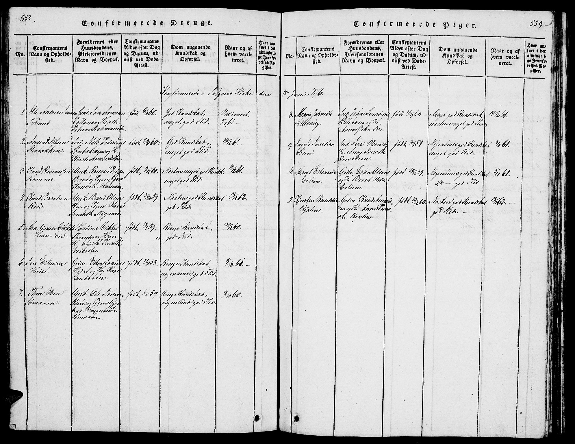 Tolga prestekontor, AV/SAH-PREST-062/L/L0001: Parish register (copy) no. 1, 1814-1877, p. 558-559