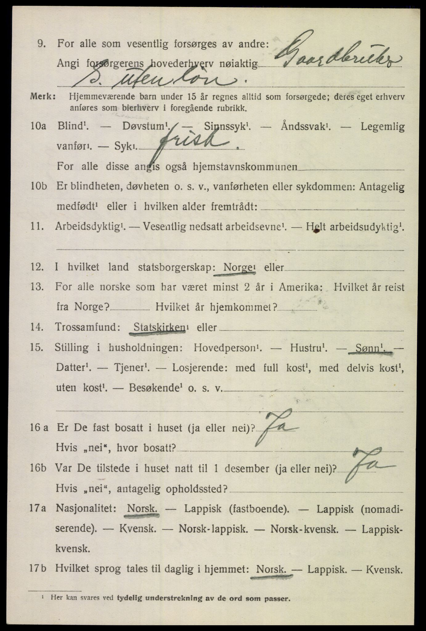 SAT, 1920 census for Evenes, 1920, p. 3587