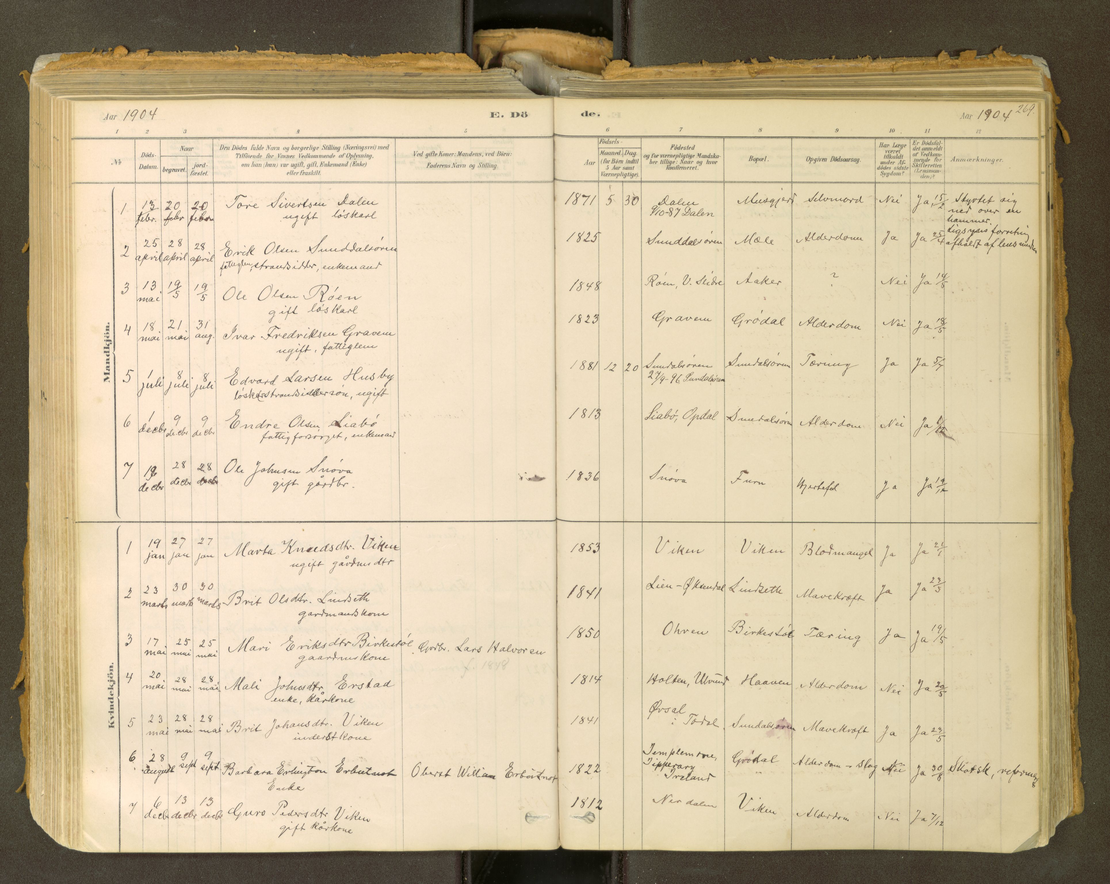 Sunndal sokneprestkontor, SAT/A-1085/1/I/I1/I1a: Parish register (official) no. 2, 1877-1914, p. 269