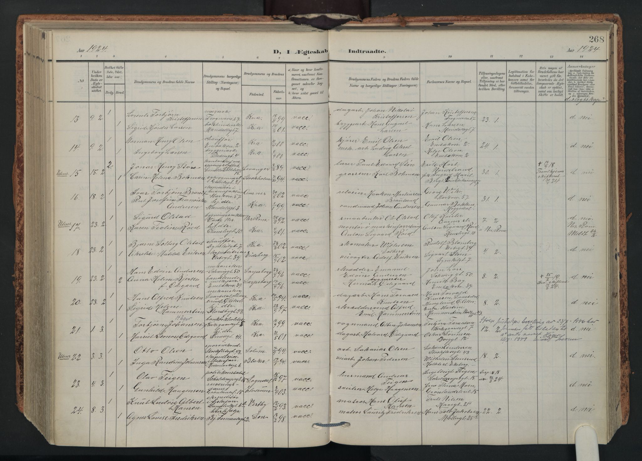 Grønland prestekontor Kirkebøker, AV/SAO-A-10848/F/Fa/L0017: Parish register (official) no. 17, 1906-1934, p. 268