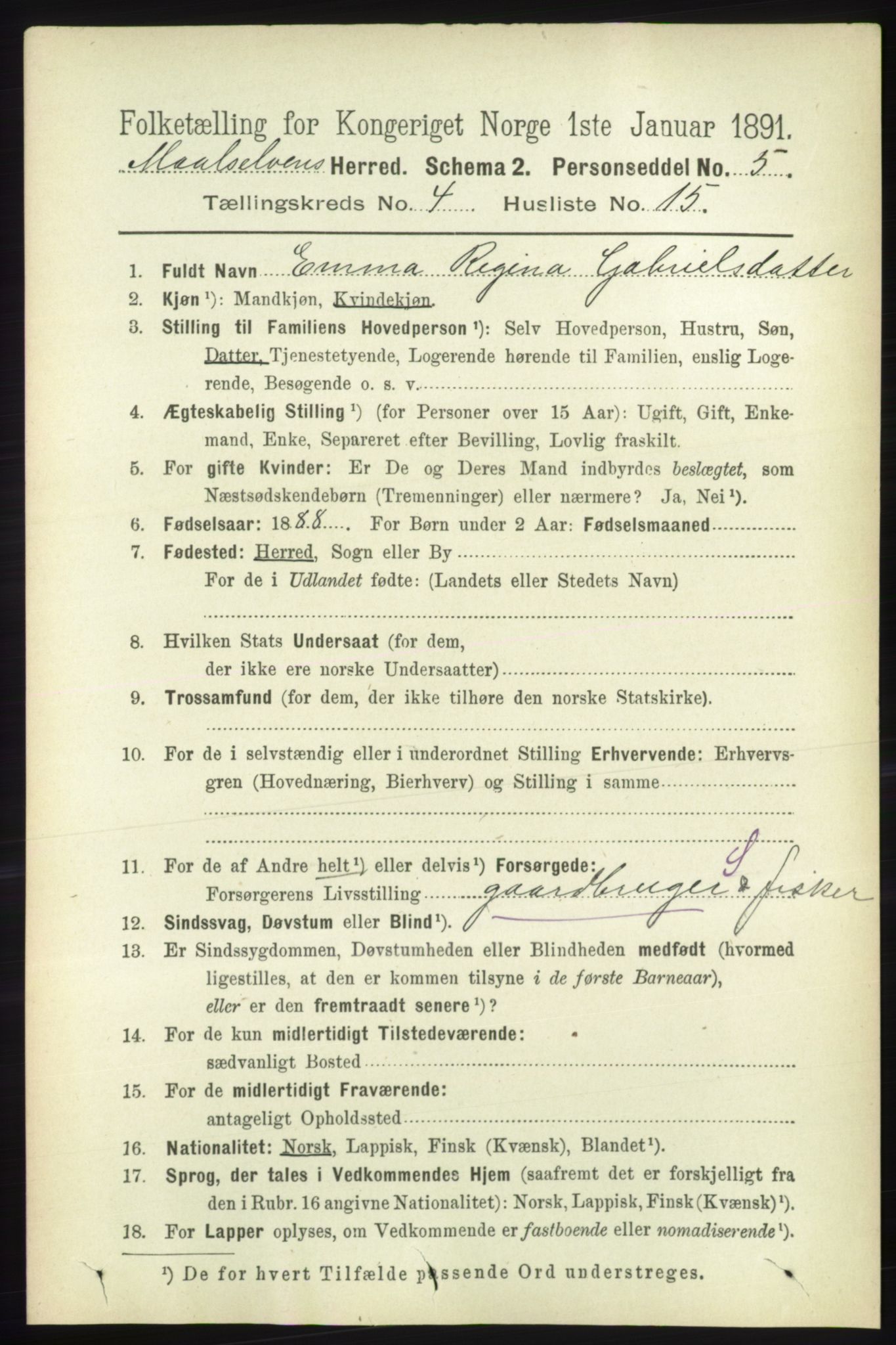 RA, 1891 census for 1924 Målselv, 1891, p. 1178
