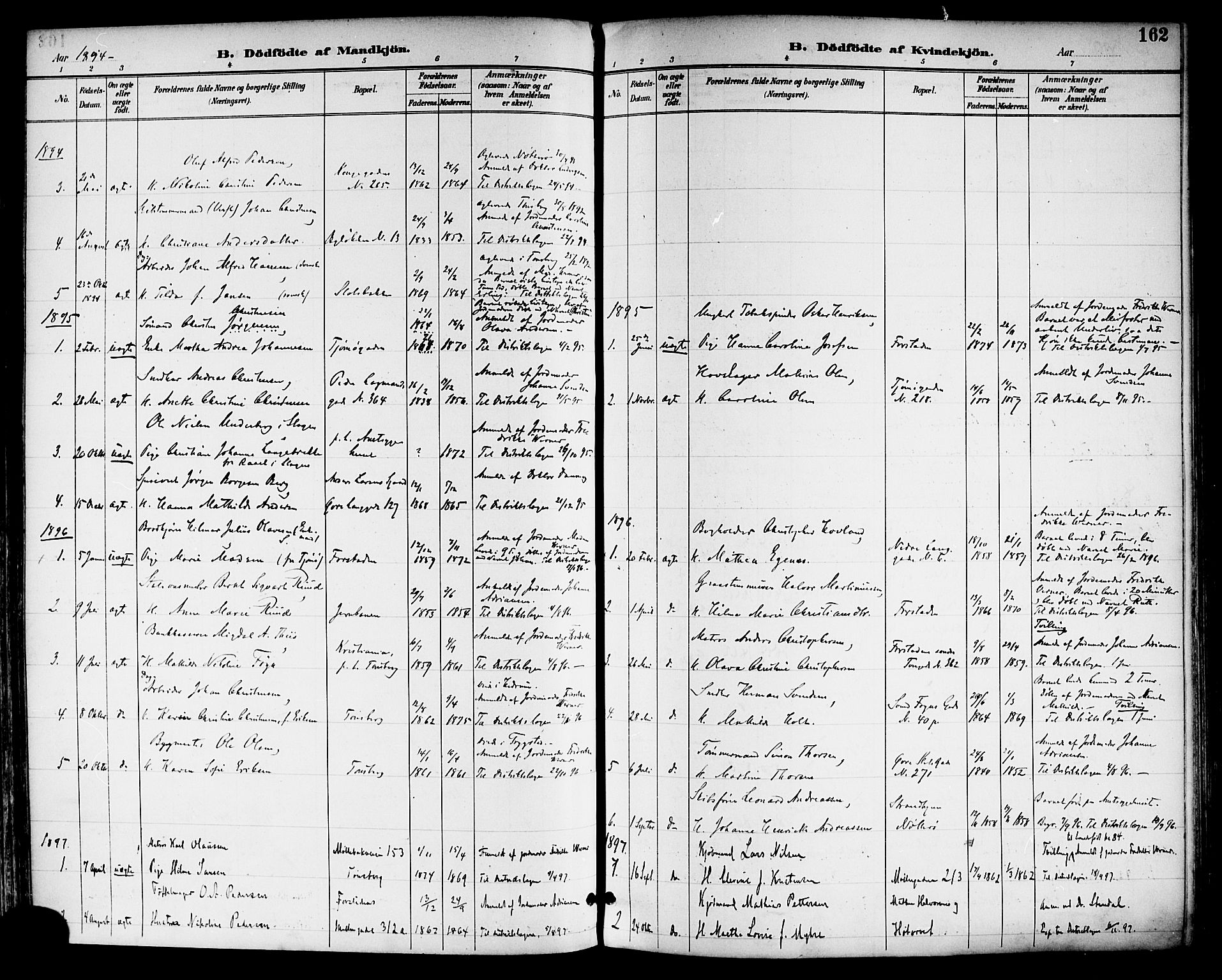 Tønsberg kirkebøker, SAKO/A-330/F/Fa/L0012: Parish register (official) no. I 12, 1891-1899, p. 162