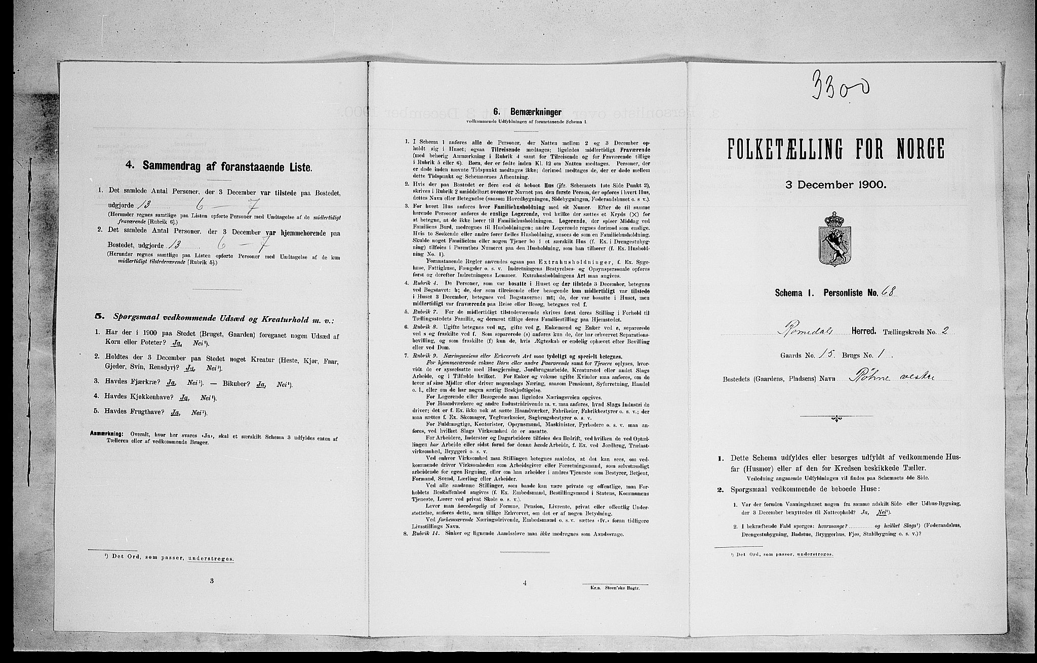 SAH, 1900 census for Romedal, 1900, p. 429