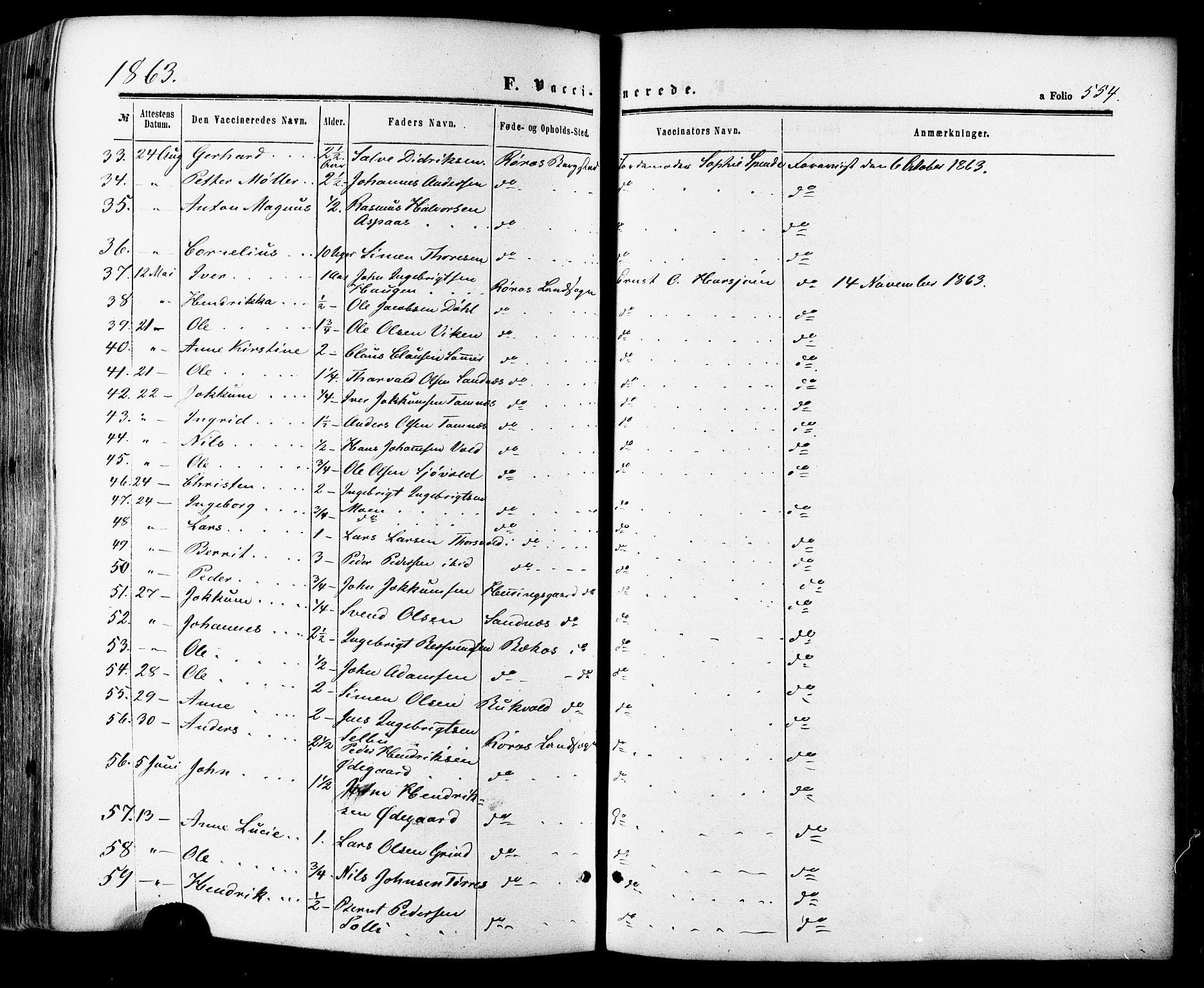 Ministerialprotokoller, klokkerbøker og fødselsregistre - Sør-Trøndelag, AV/SAT-A-1456/681/L0932: Parish register (official) no. 681A10, 1860-1878, p. 554