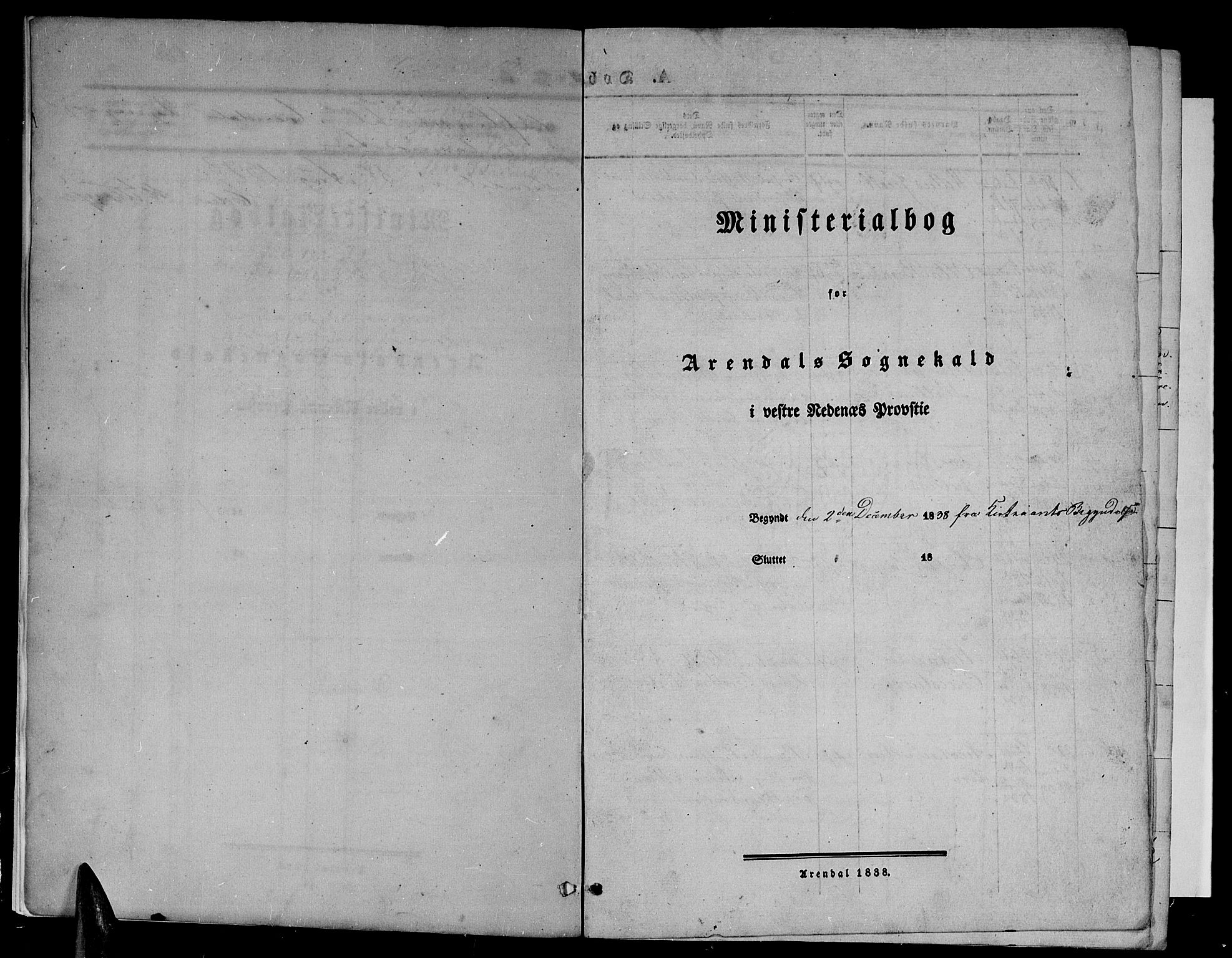 Arendal sokneprestkontor, Trefoldighet, AV/SAK-1111-0040/F/Fb/L0002: Parish register (copy) no. B 2, 1838-1860