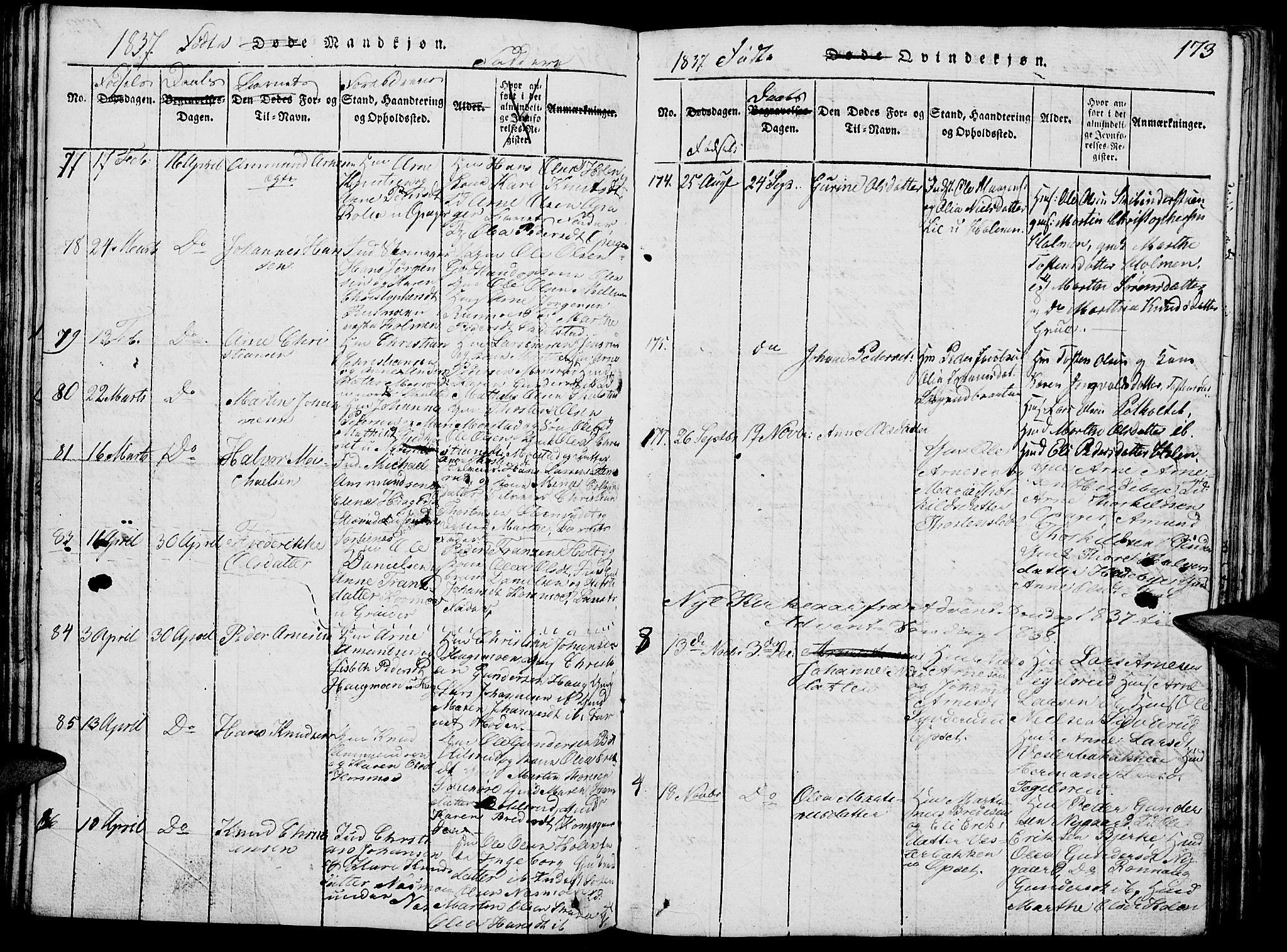 Grue prestekontor, SAH/PREST-036/H/Ha/Hab/L0002: Parish register (copy) no. 2, 1815-1841, p. 173