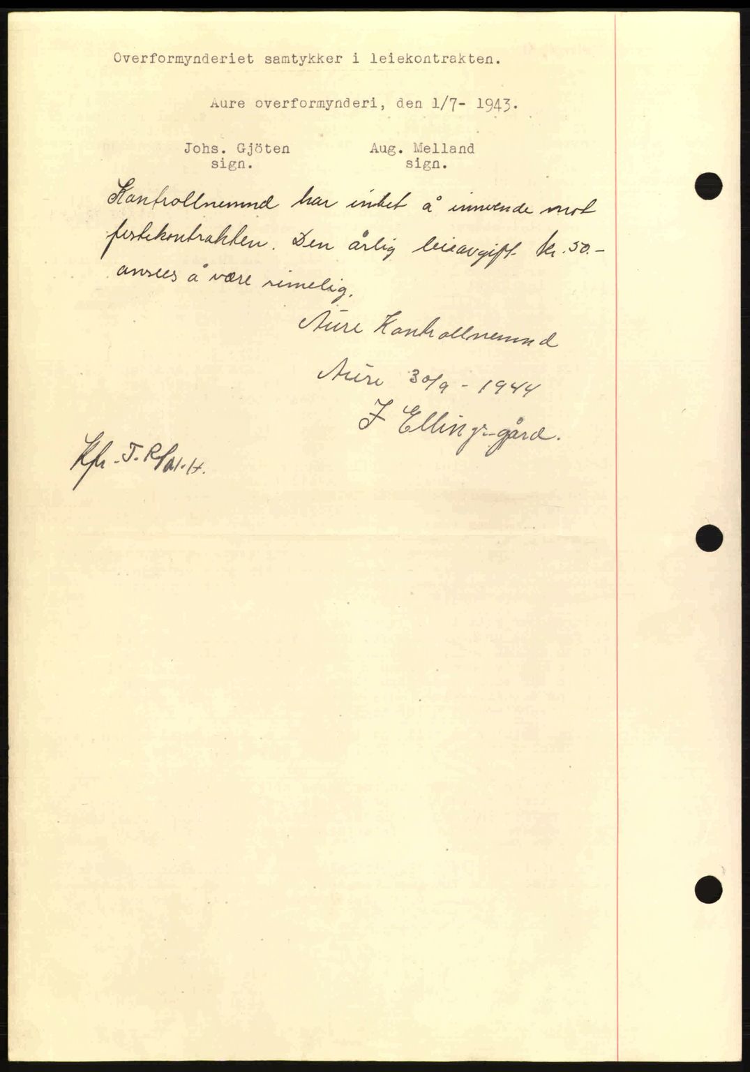 Nordmøre sorenskriveri, AV/SAT-A-4132/1/2/2Ca: Mortgage book no. B92, 1944-1945, Diary no: : 1890/1944