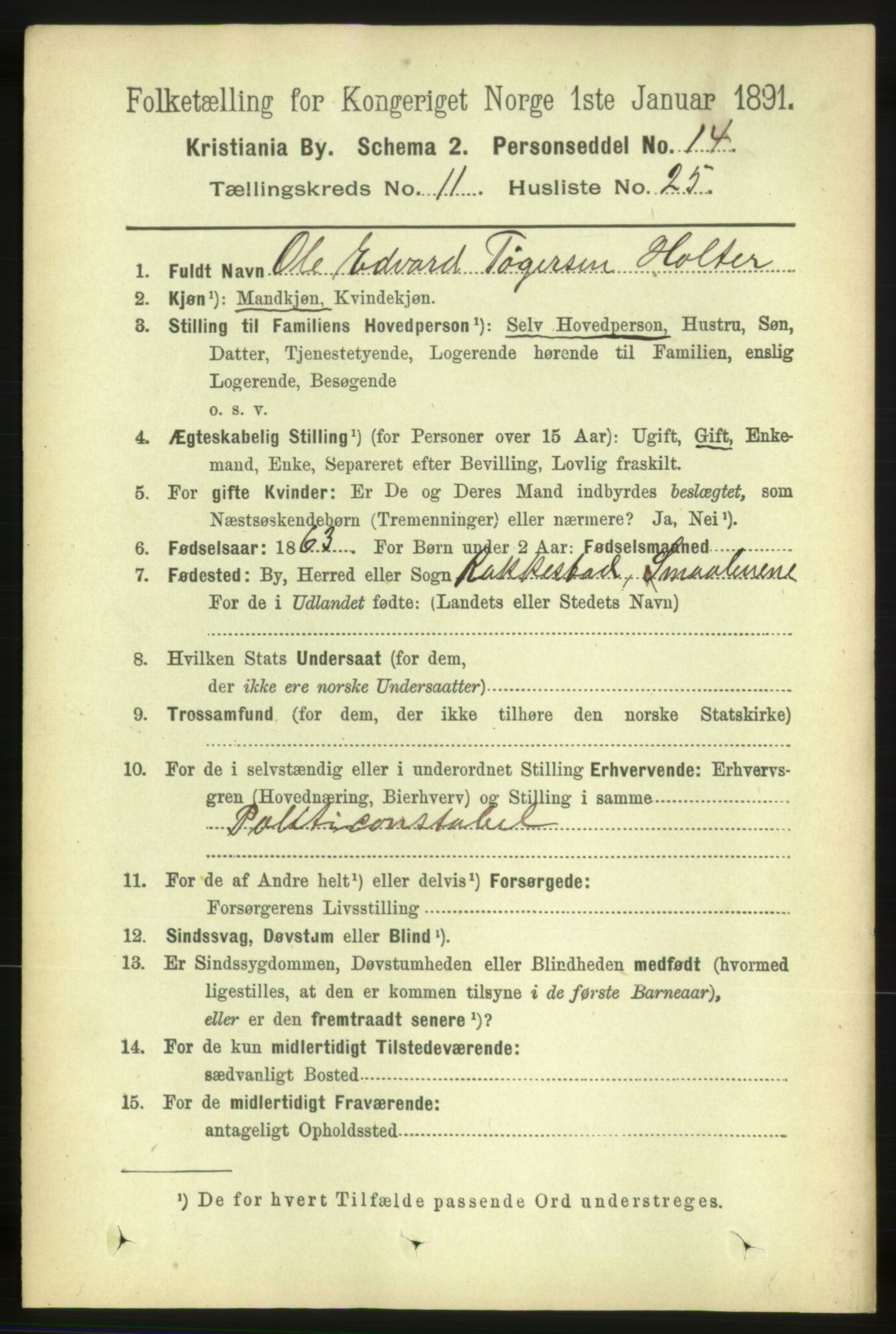 RA, 1891 census for 0301 Kristiania, 1891, p. 5296