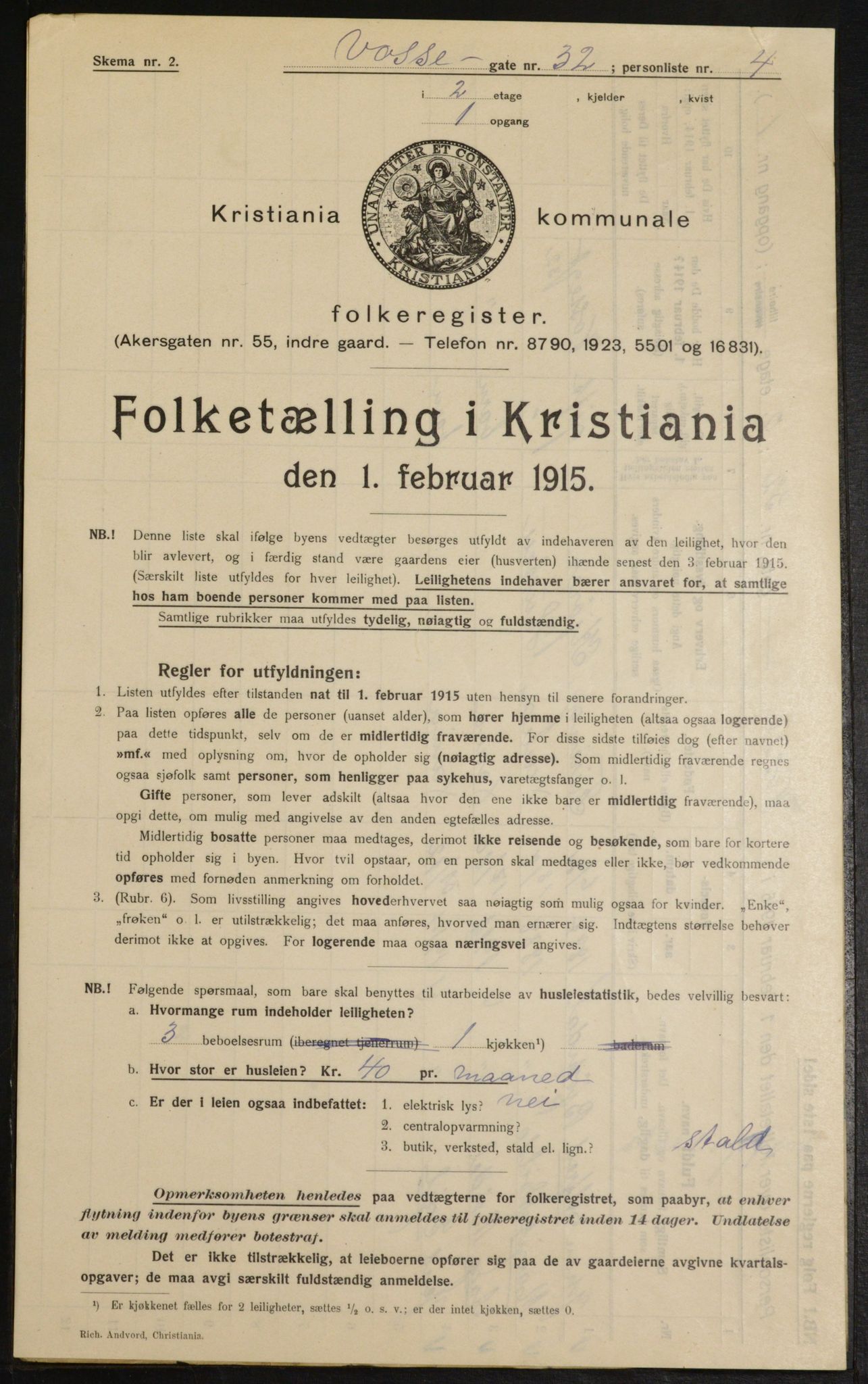 OBA, Municipal Census 1915 for Kristiania, 1915, p. 126126