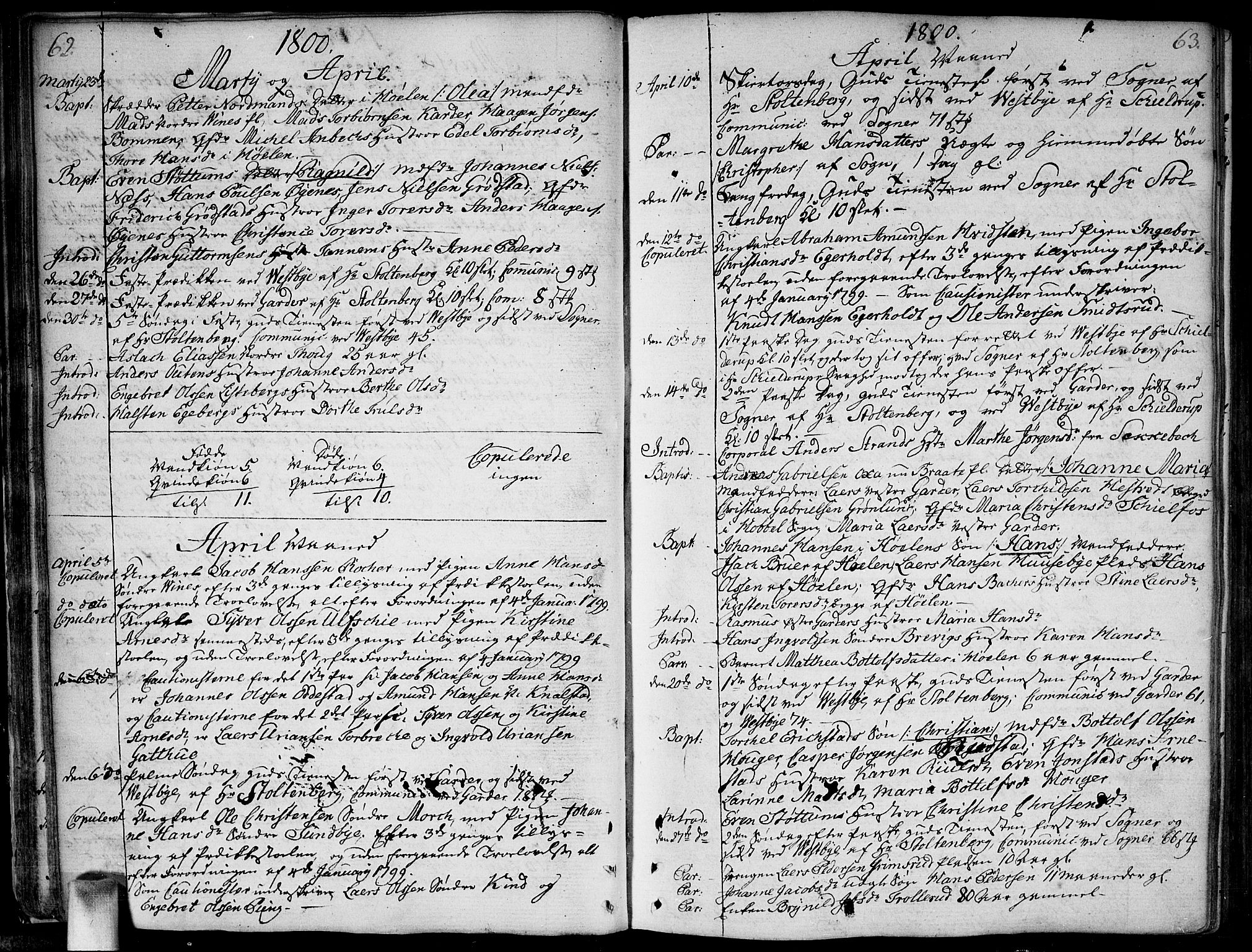 Vestby prestekontor Kirkebøker, AV/SAO-A-10893/F/Fa/L0004: Parish register (official) no. I 4, 1797-1813, p. 62-63