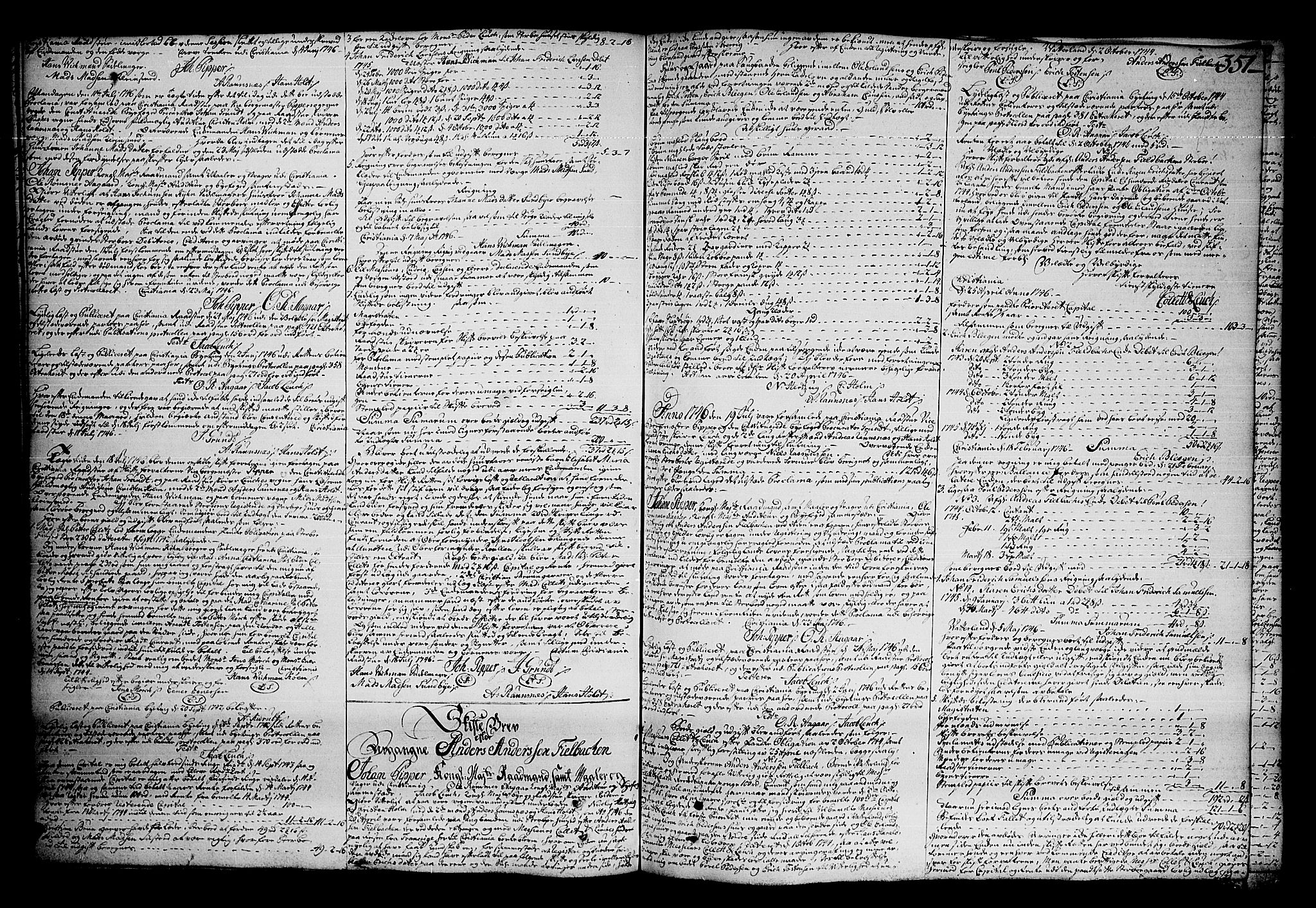 Oslo skifterett, AV/SAO-A-10383/H/Ha/L0009b: Skifteprotokoll, 1741-1749, p. 350b-351a