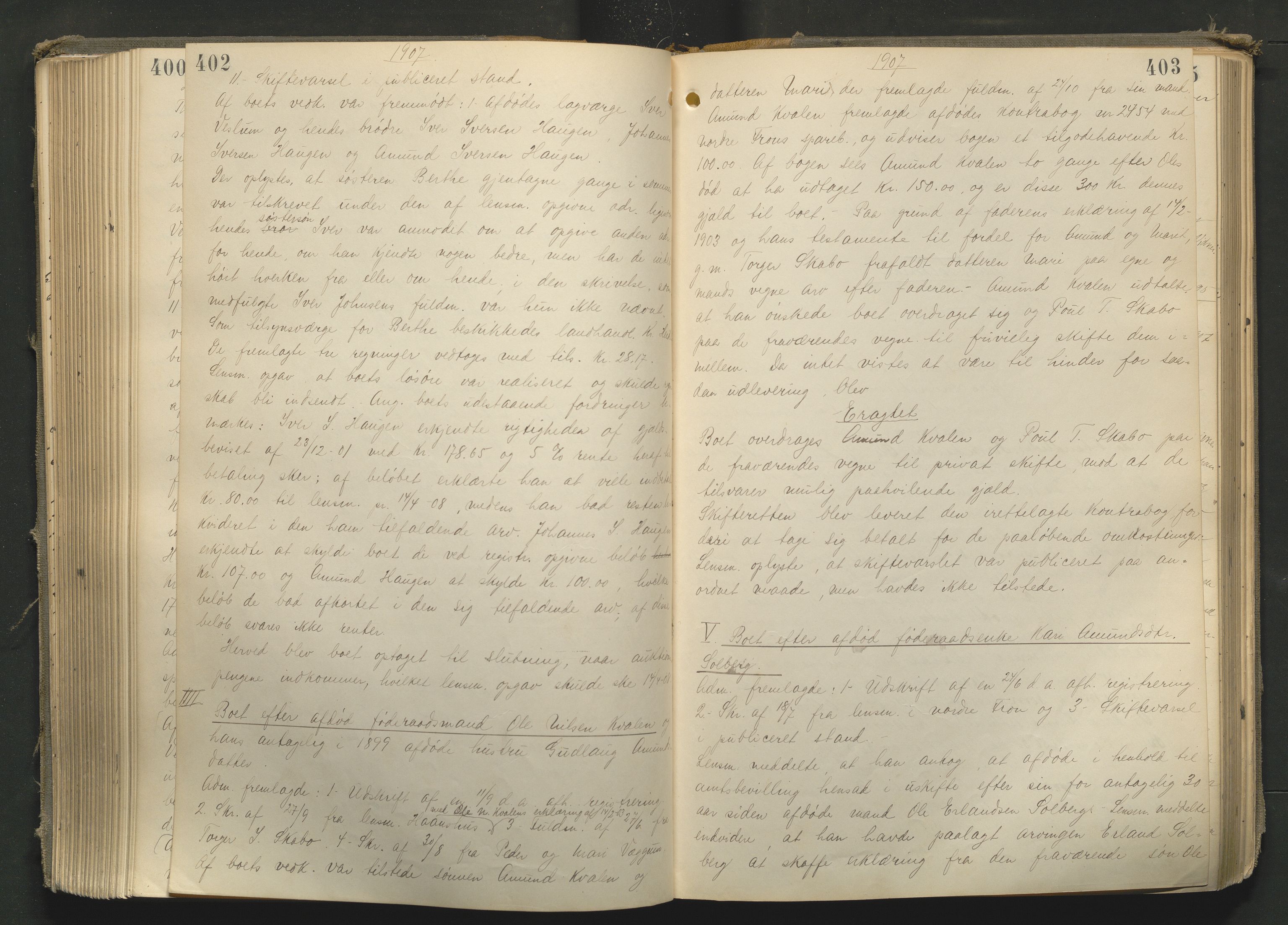 Sør-Gudbrandsdal tingrett, AV/SAH-TING-004/J/Ja/Jad/L0002: Skifteforhandlingsprotokoll - Fron, Ringebu og Øyer, 1895-1916, p. 402-403