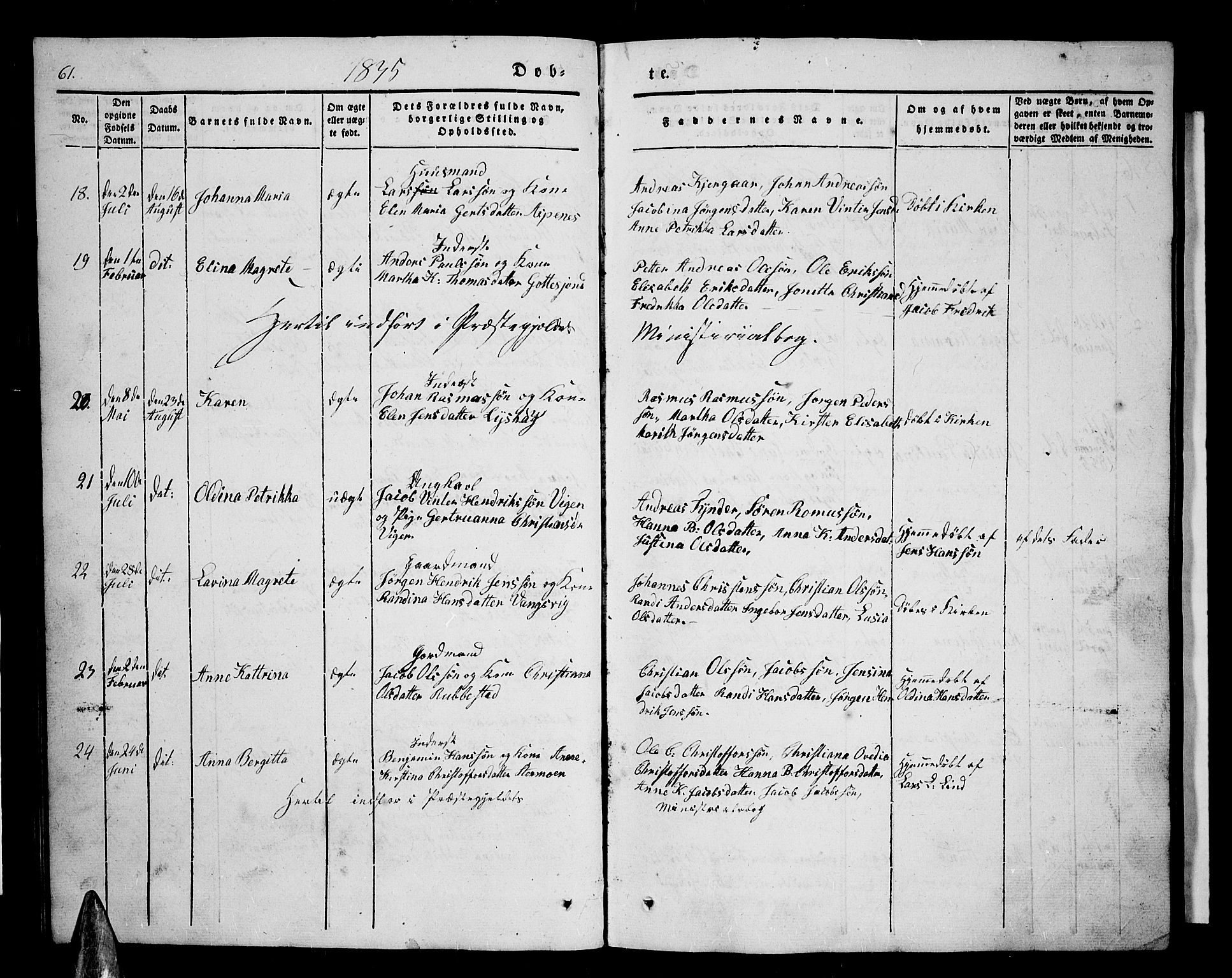 Tranøy sokneprestkontor, AV/SATØ-S-1313/I/Ia/Iab/L0001klokker: Parish register (copy) no. 1, 1835-1853, p. 61