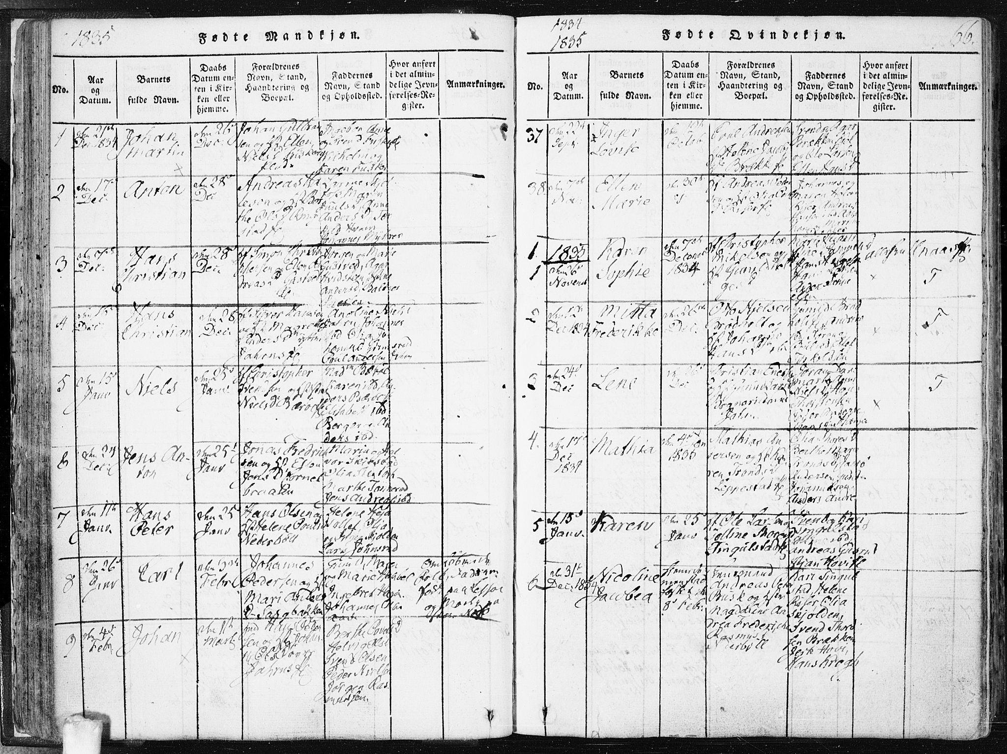 Hobøl prestekontor Kirkebøker, SAO/A-2002/F/Fa/L0002: Parish register (official) no. I 2, 1814-1841, p. 66