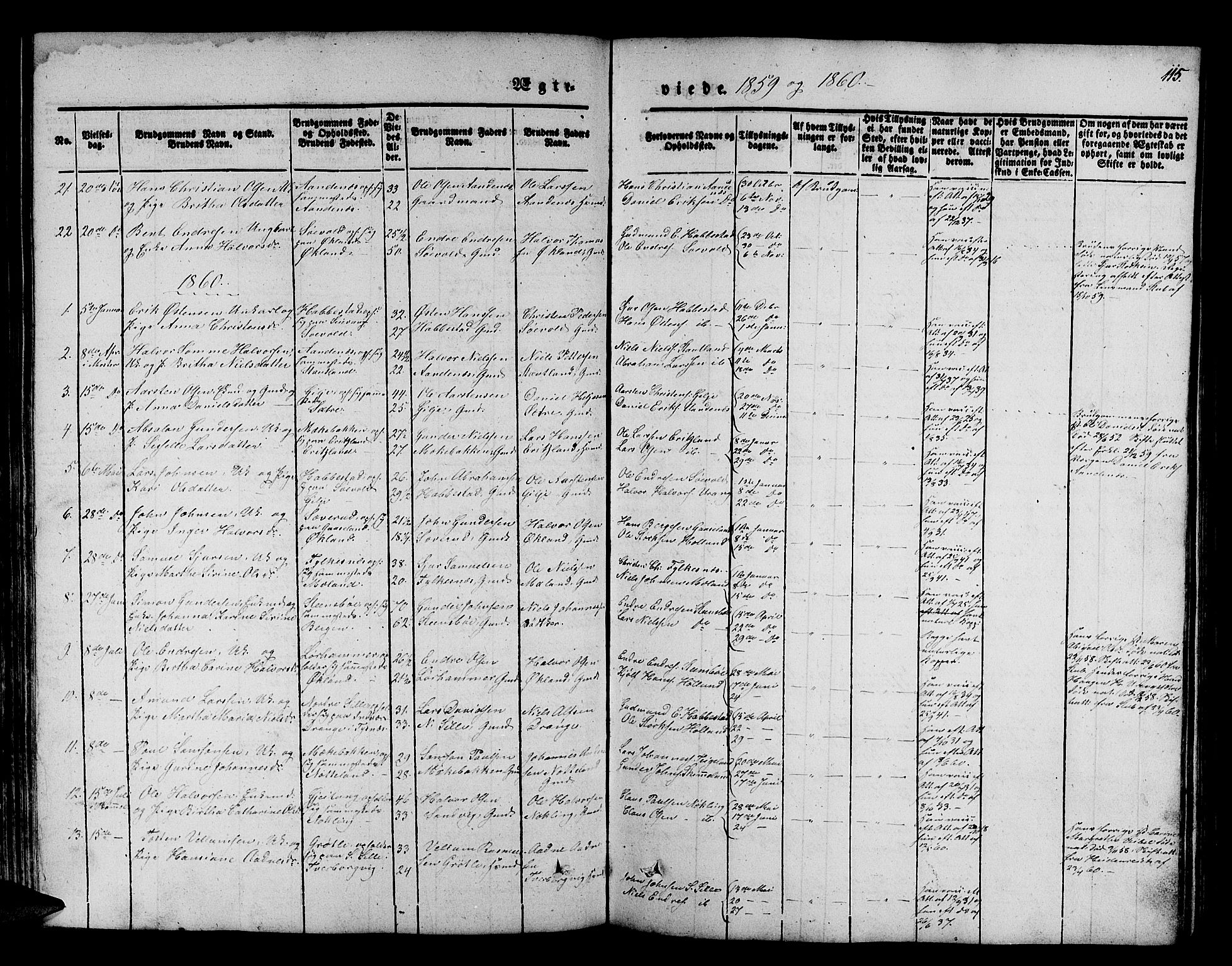 Finnås sokneprestembete, SAB/A-99925/H/Ha/Hab/Habb/L0001: Parish register (copy) no. B 1, 1851-1870, p. 115