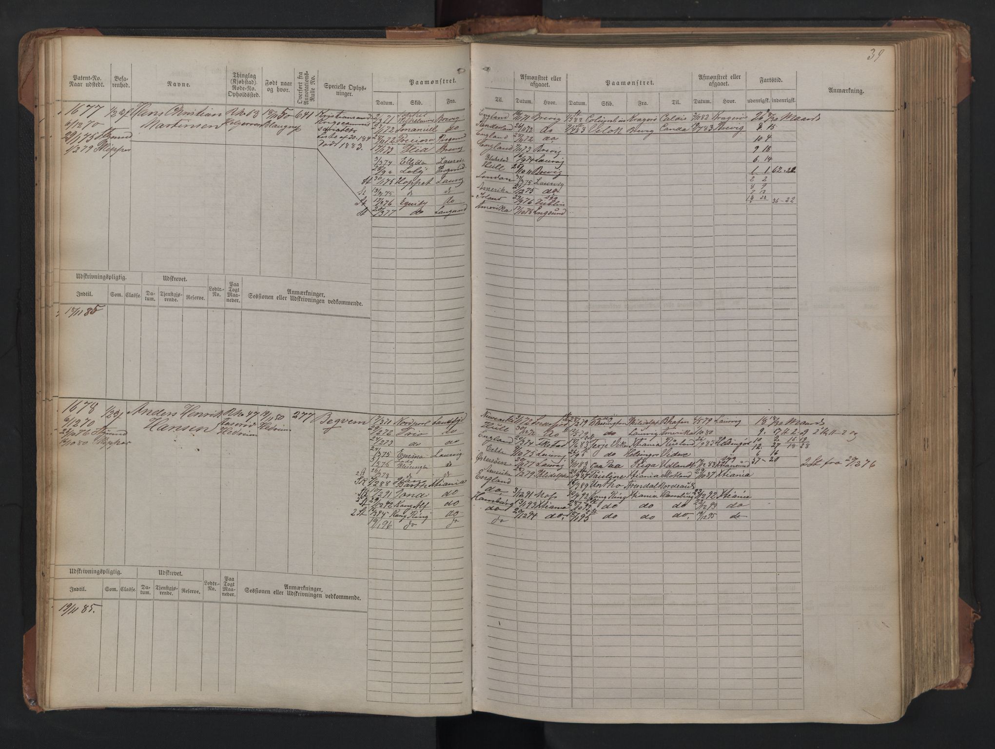 Larvik innrulleringskontor, AV/SAKO-A-787/F/Fc/L0005: Hovedrulle, 1868, p. 39