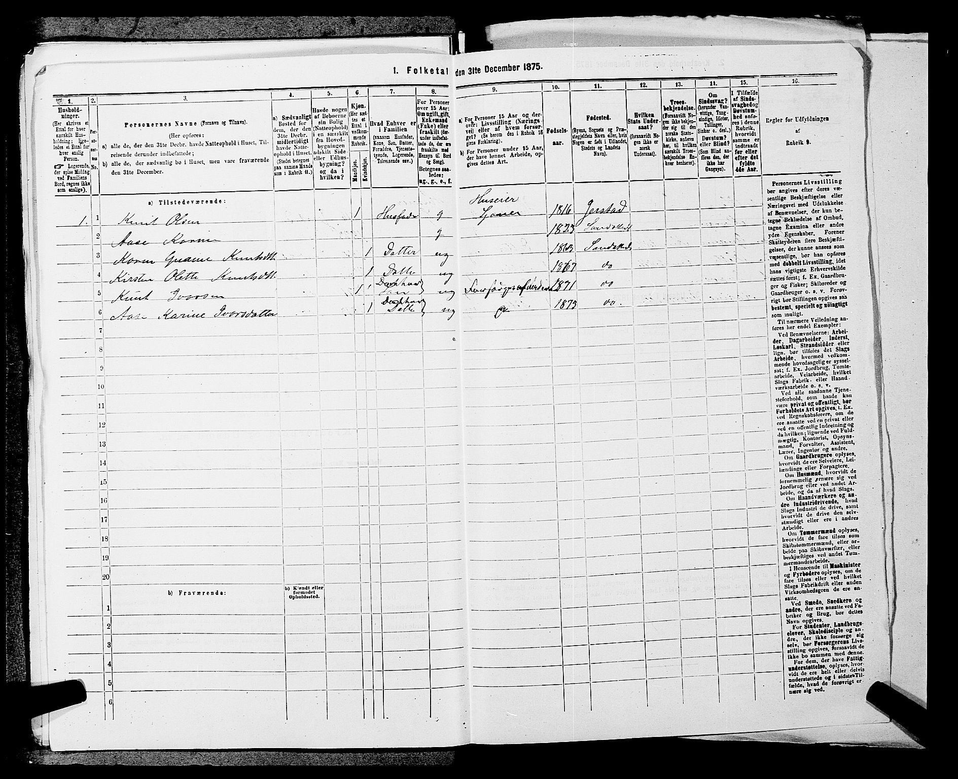 SAKO, 1875 census for 0816P Sannidal, 1875, p. 1699