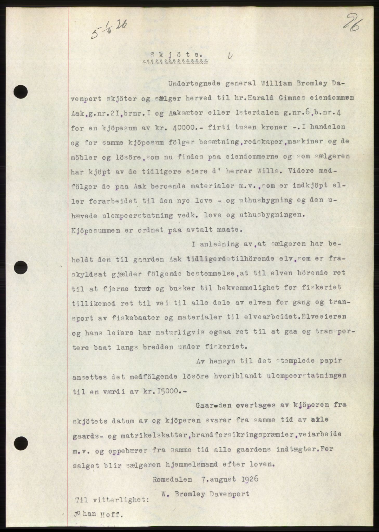 Romsdal sorenskriveri, AV/SAT-A-4149/1/2/2C/L0051: Mortgage book no. 45, 1926-1927, Deed date: 01.09.1926