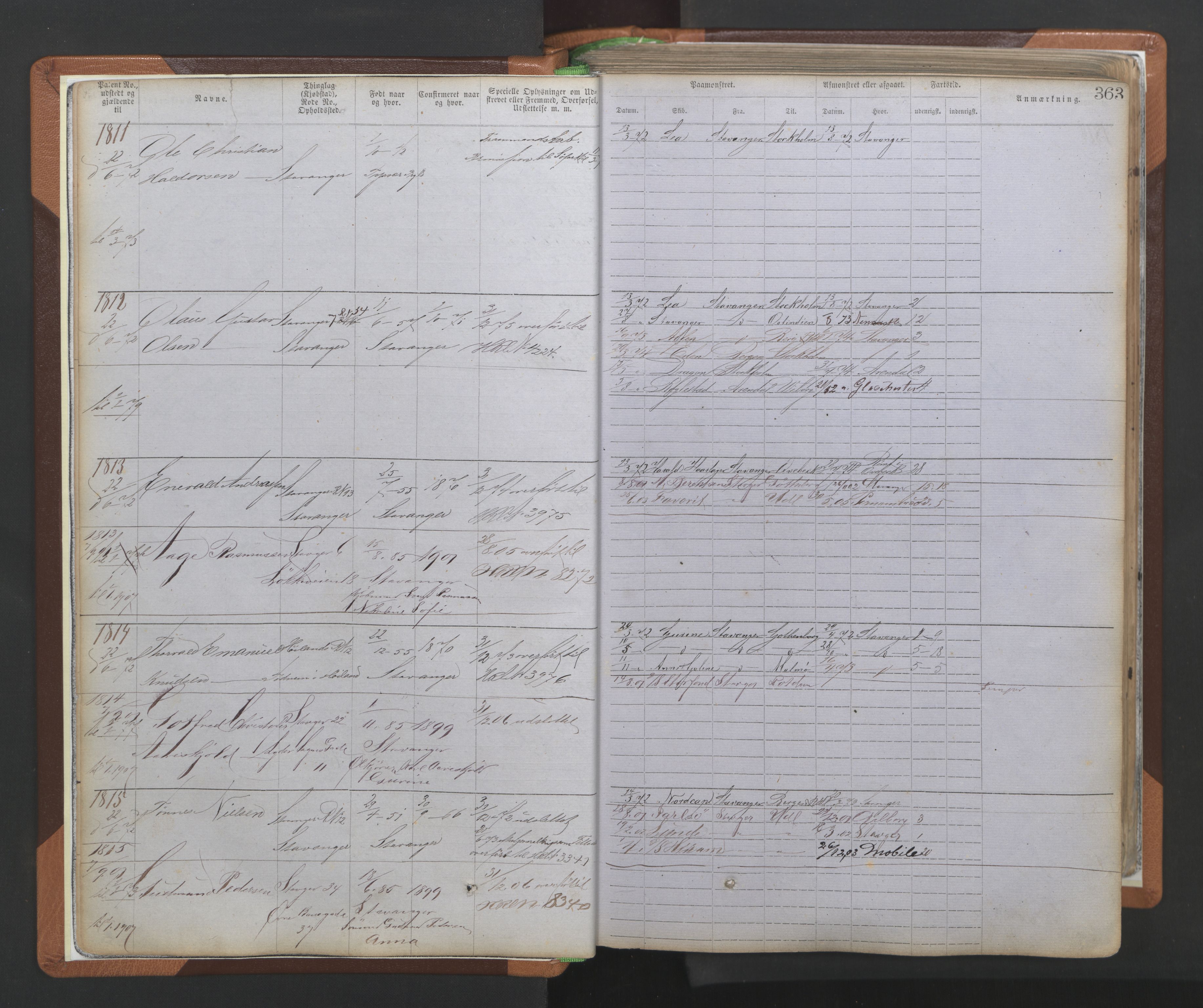 Stavanger sjømannskontor, AV/SAST-A-102006/F/Ff/L0009: Annotasjonsrulle, patentnr. 1805-3605 (dublett), 1872-1900, p. 6