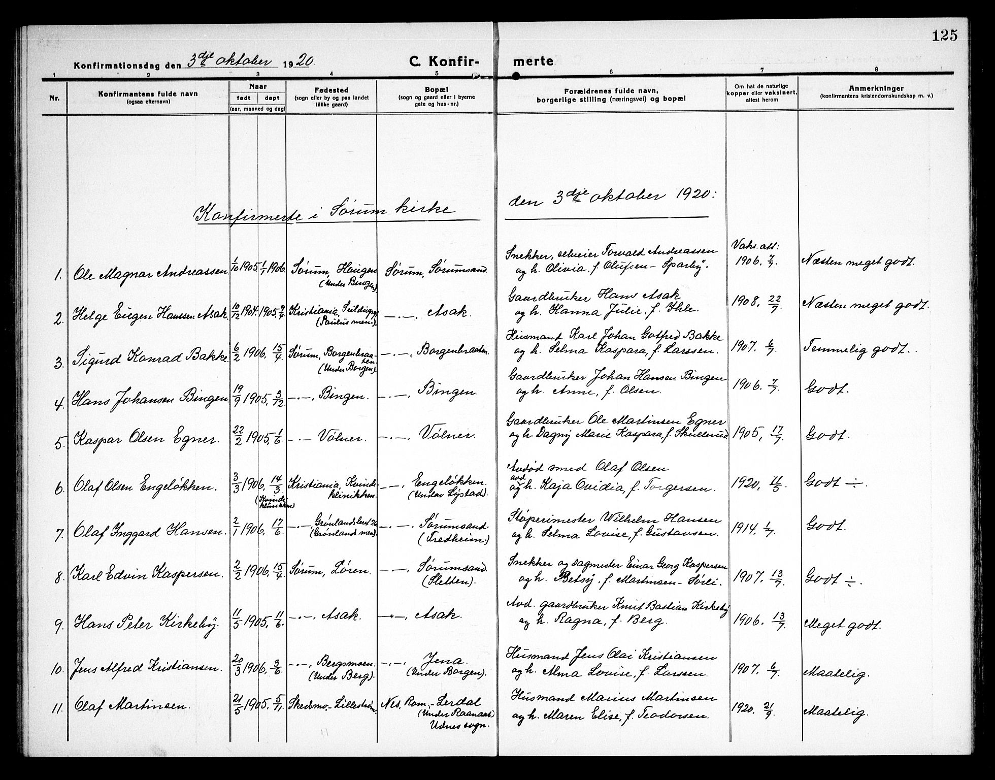 Sørum prestekontor Kirkebøker, AV/SAO-A-10303/G/Ga/L0008: Parish register (copy) no. I 8, 1917-1934, p. 125