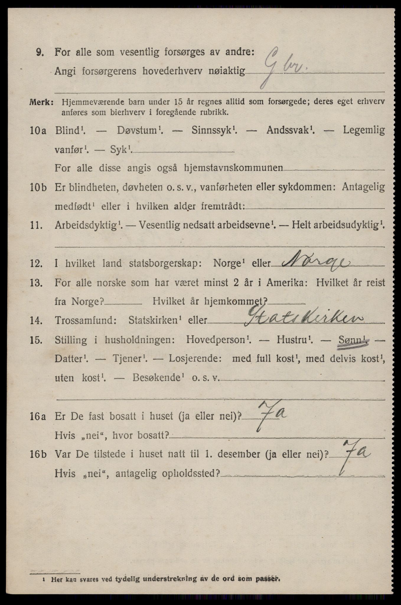 SAST, 1920 census for Nedstrand, 1920, p. 1184