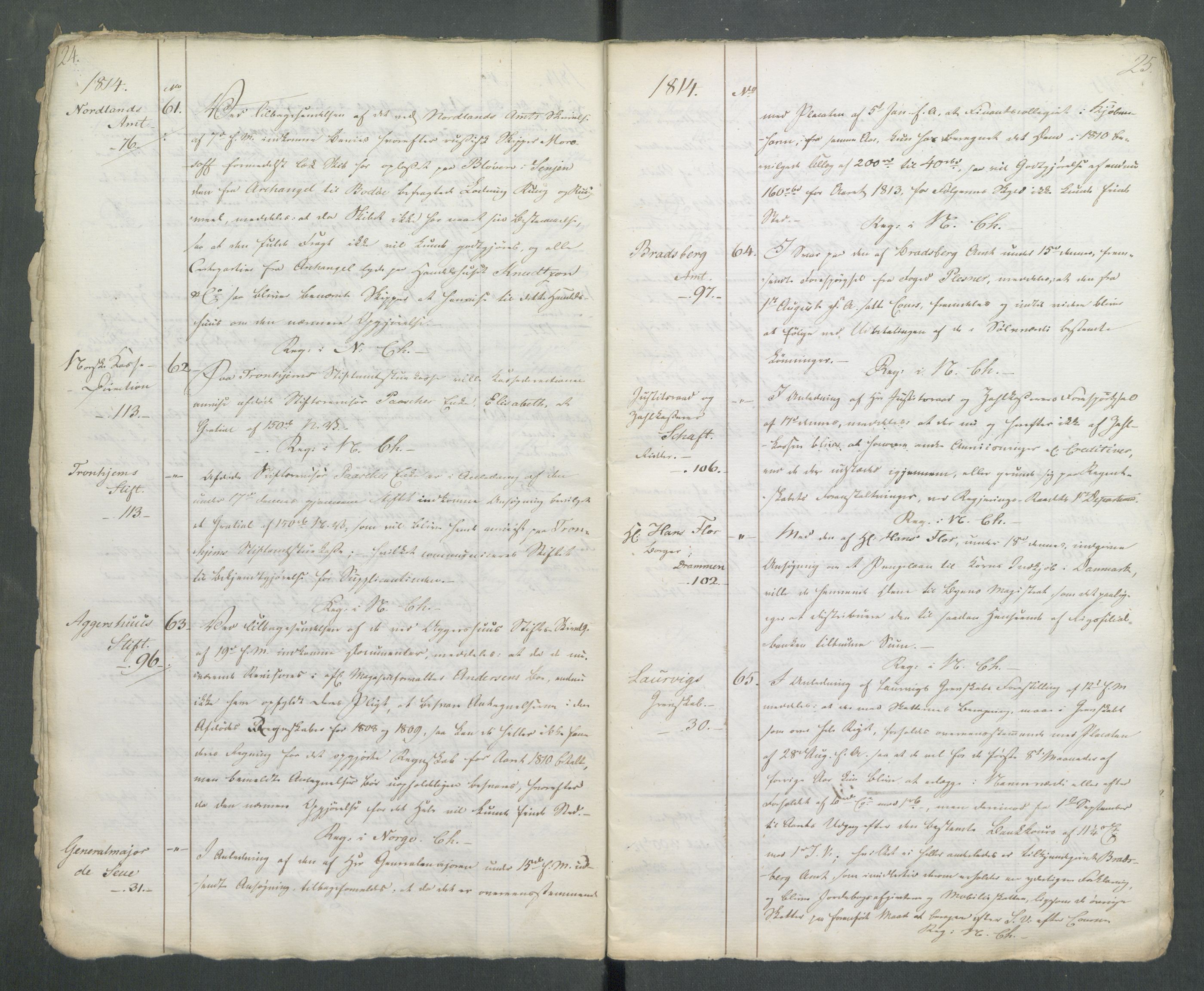 Departementene i 1814, RA/S-3899/Fa/L0002: 1. byrå - Kopibok A 1-173, 1814, p. 24-25