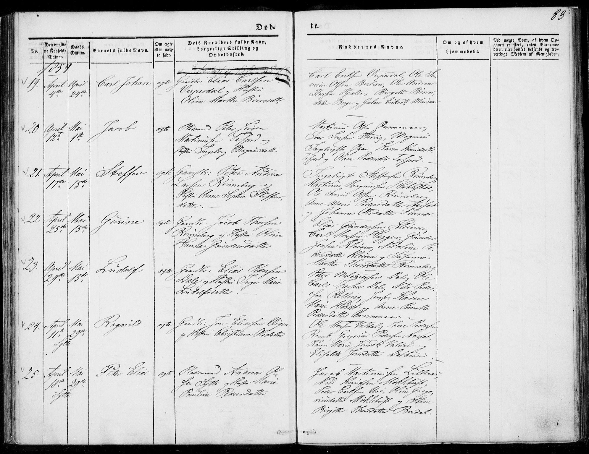 Ministerialprotokoller, klokkerbøker og fødselsregistre - Møre og Romsdal, AV/SAT-A-1454/519/L0249: Parish register (official) no. 519A08, 1846-1868, p. 83