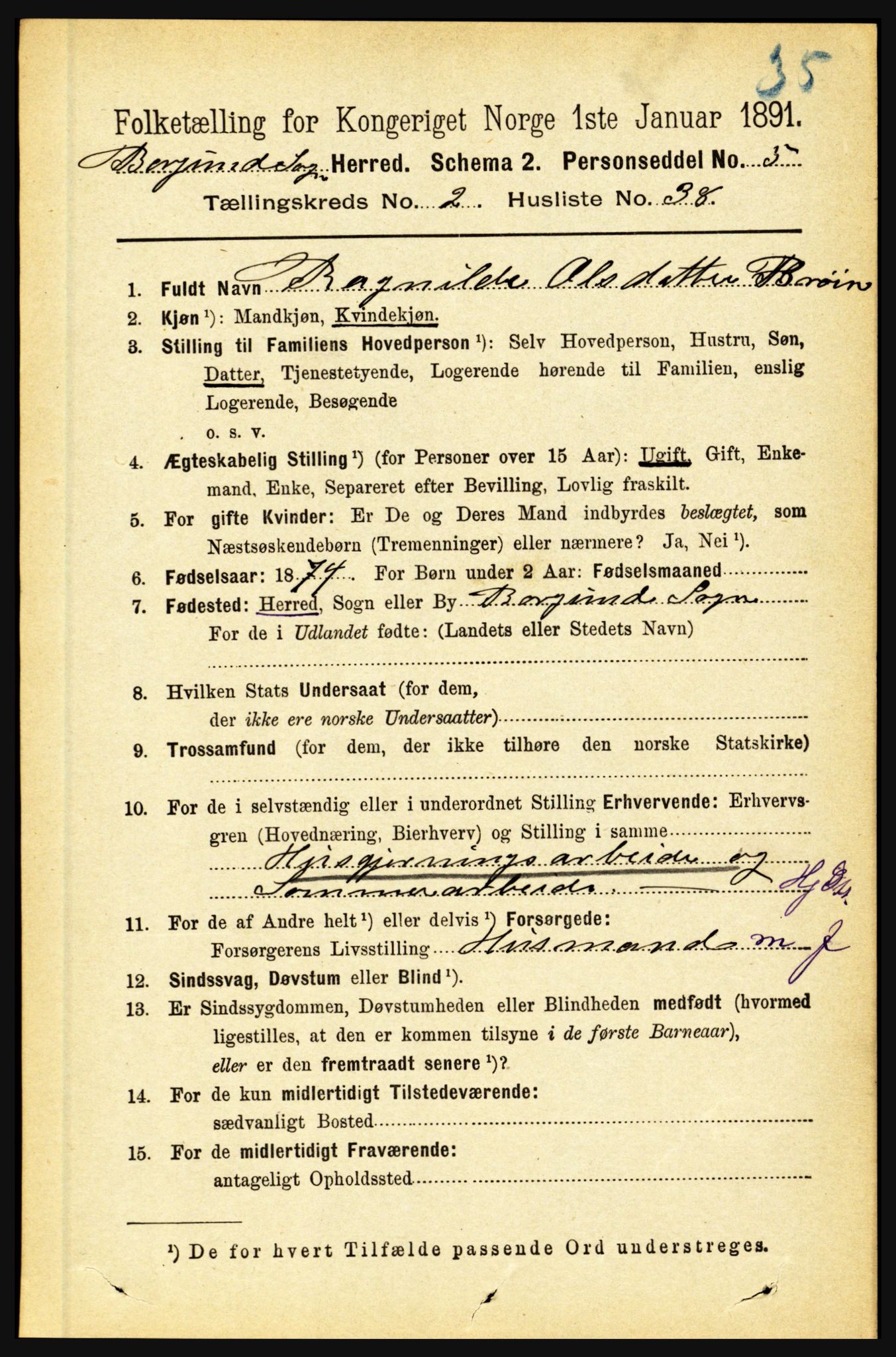 RA, 1891 census for 1423 Borgund, 1891, p. 516