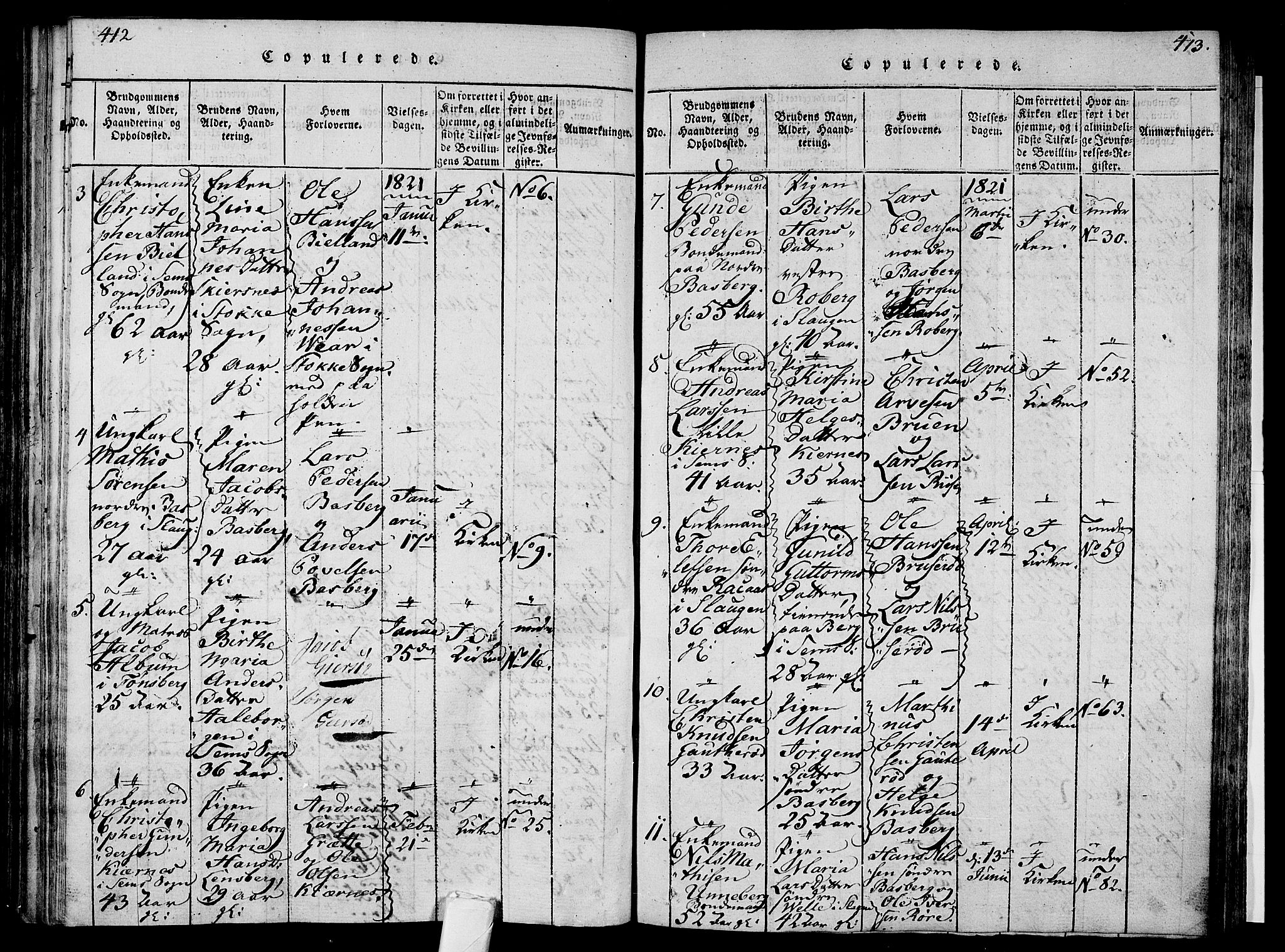 Sem kirkebøker, AV/SAKO-A-5/F/Fa/L0004: Parish register (official) no. I 4, 1814-1825, p. 412-413