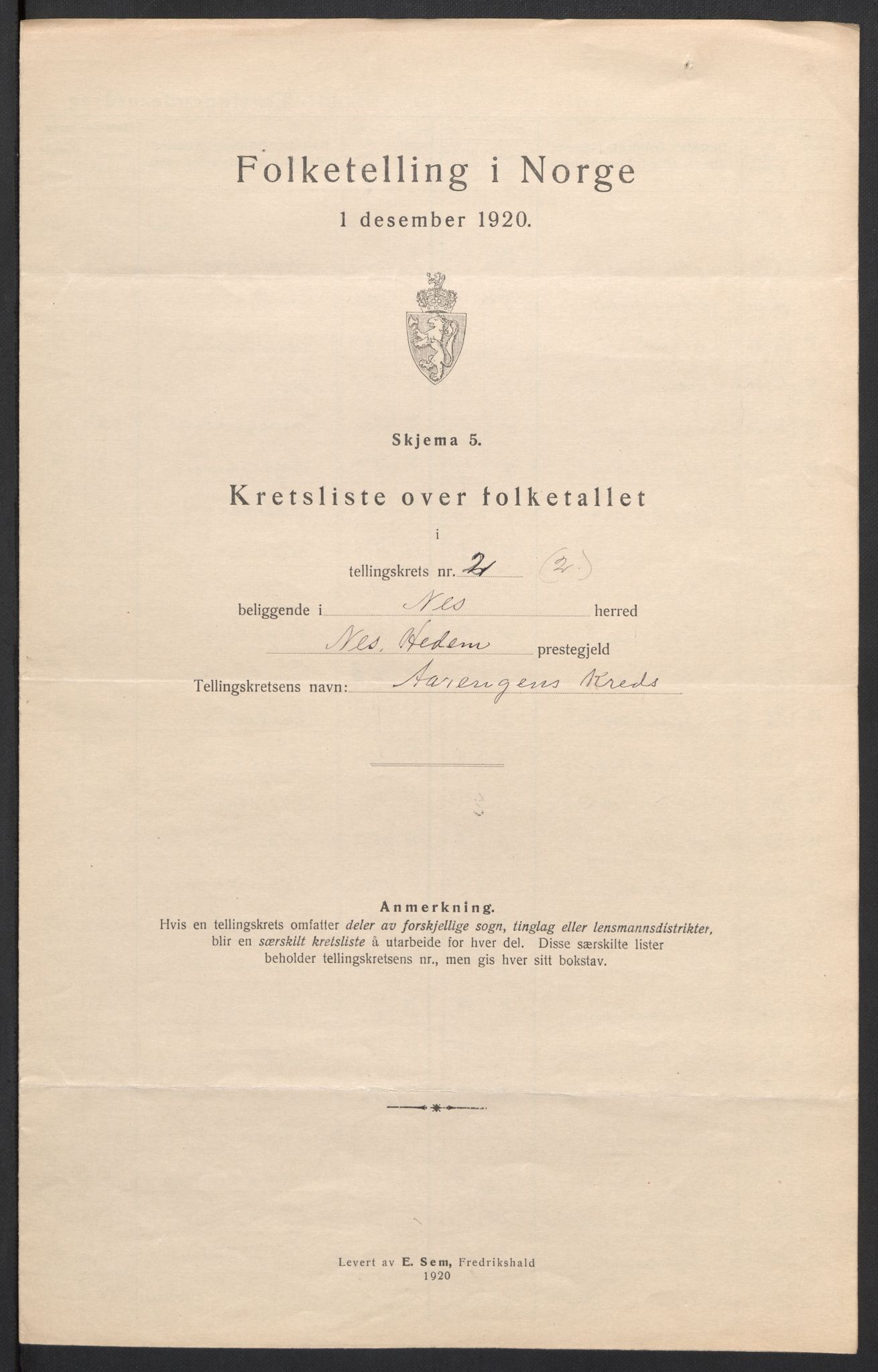 SAH, 1920 census for Nes (Hedmark), 1920, p. 13