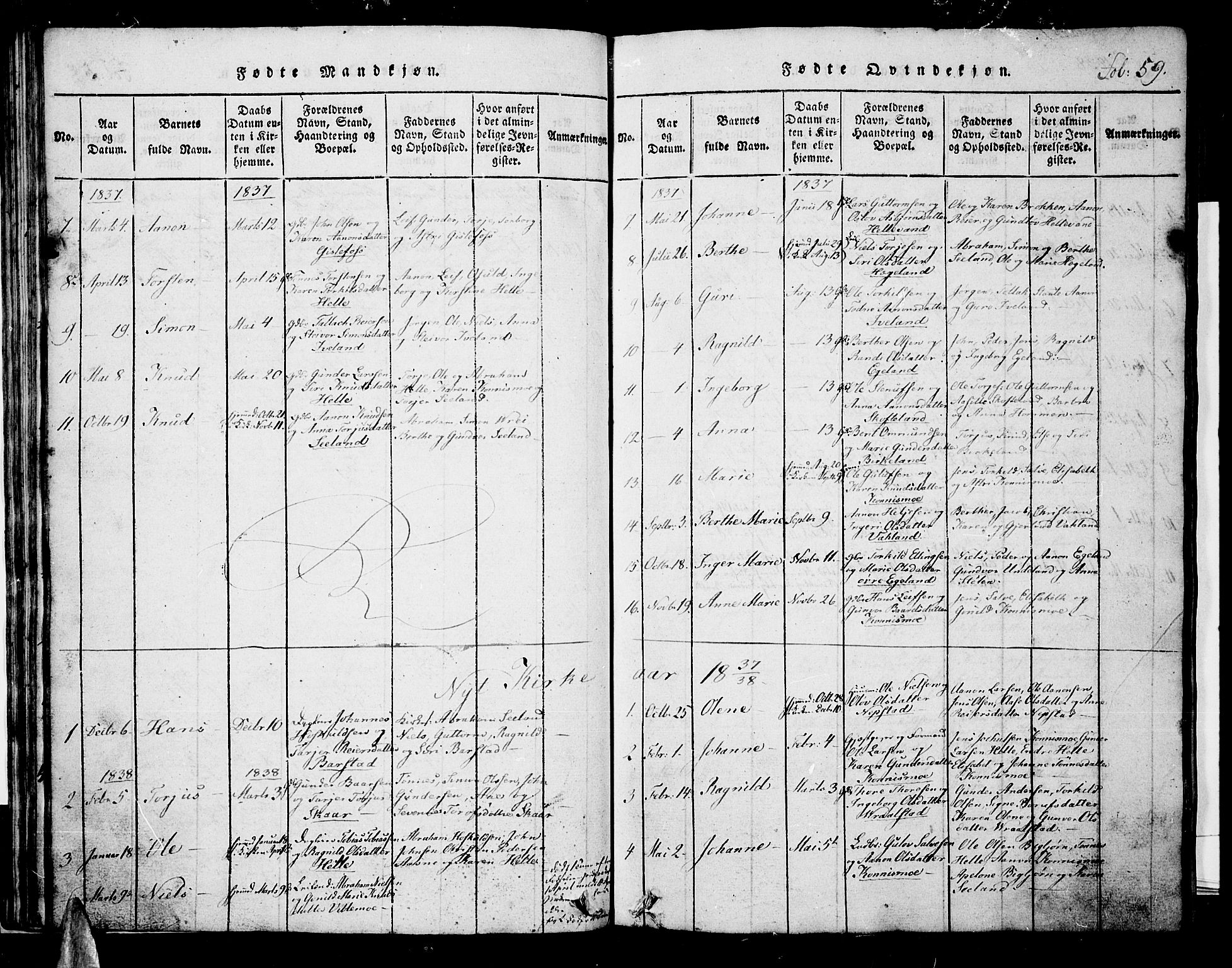 Nord-Audnedal sokneprestkontor, AV/SAK-1111-0032/F/Fb/Fba/L0001: Parish register (copy) no. B 1, 1815-1856, p. 59