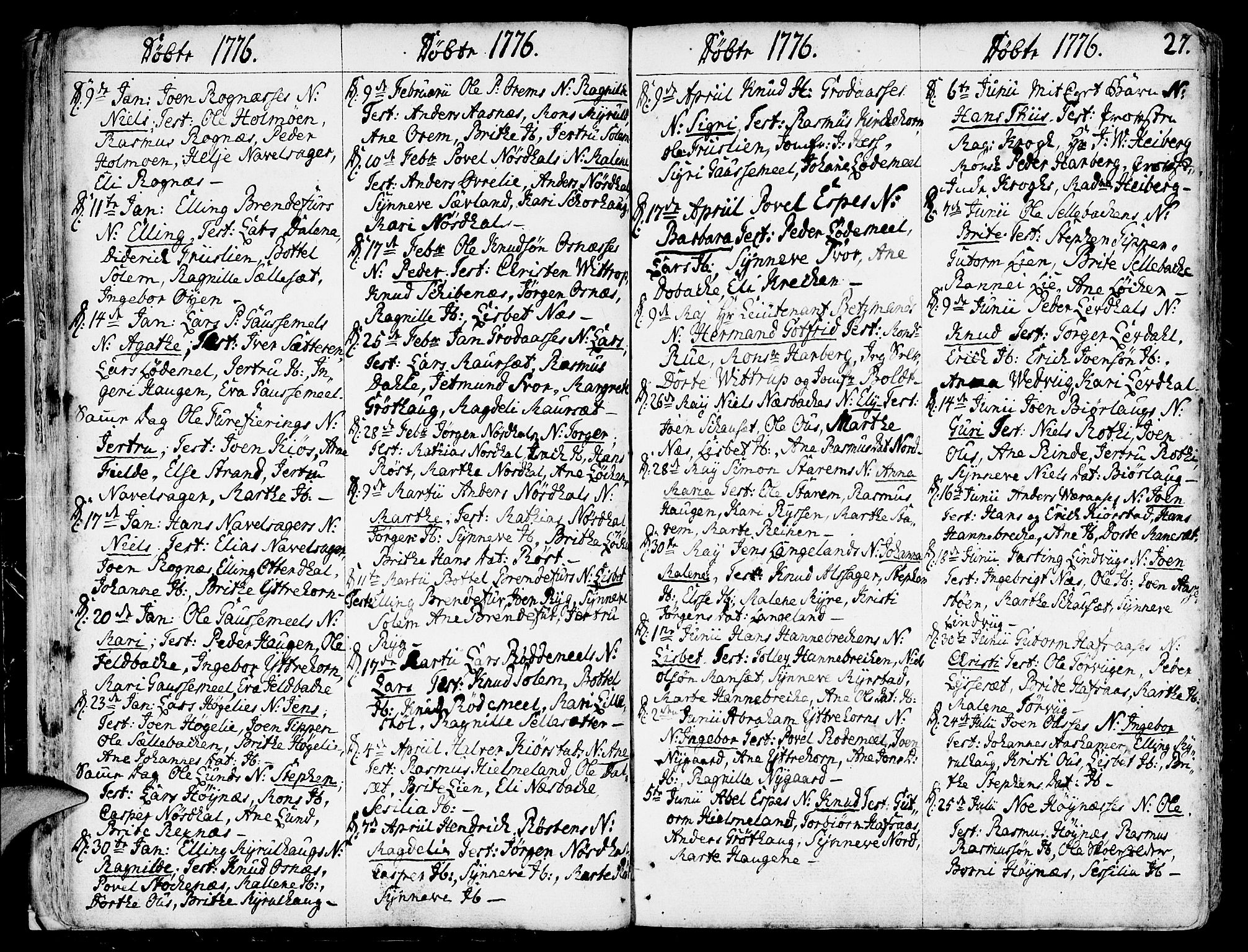 Eid sokneprestembete, AV/SAB-A-82301/H/Haa/Haaa/L0003: Parish register (official) no. A 3, 1770-1805, p. 27