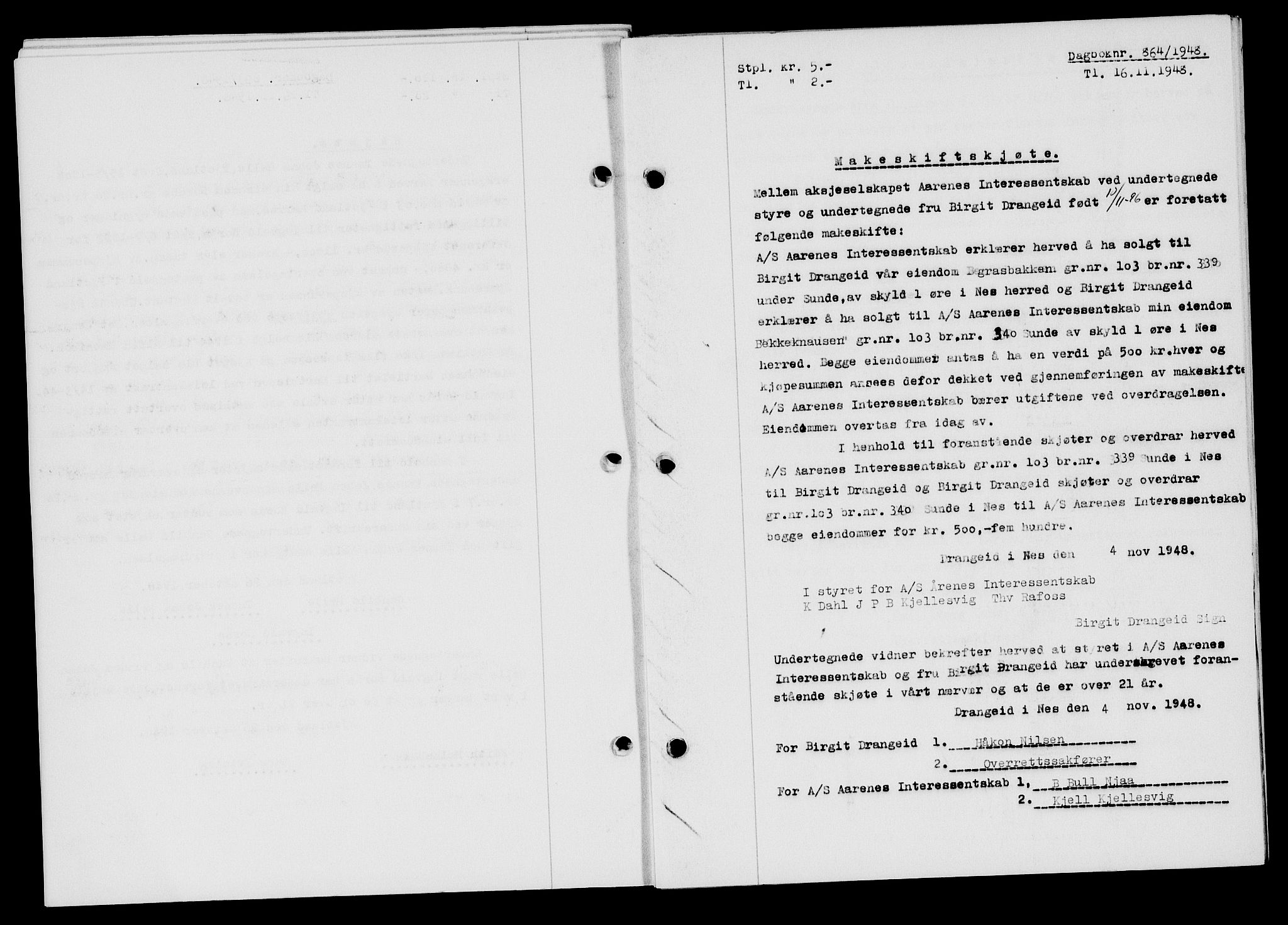 Flekkefjord sorenskriveri, SAK/1221-0001/G/Gb/Gba/L0064: Mortgage book no. A-12, 1948-1949, Diary no: : 864/1948