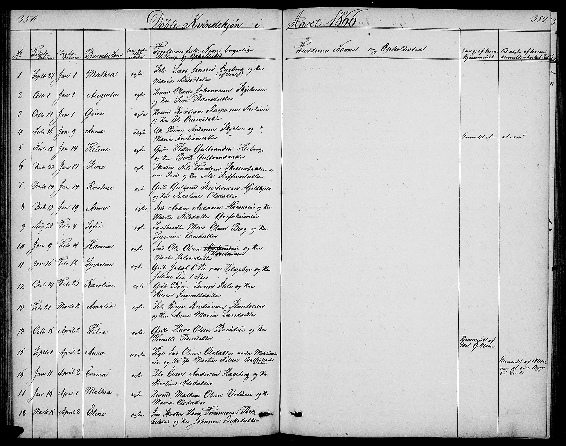 Nes prestekontor, Hedmark, SAH/PREST-020/L/La/L0005: Parish register (copy) no. 5, 1852-1889, p. 356-357